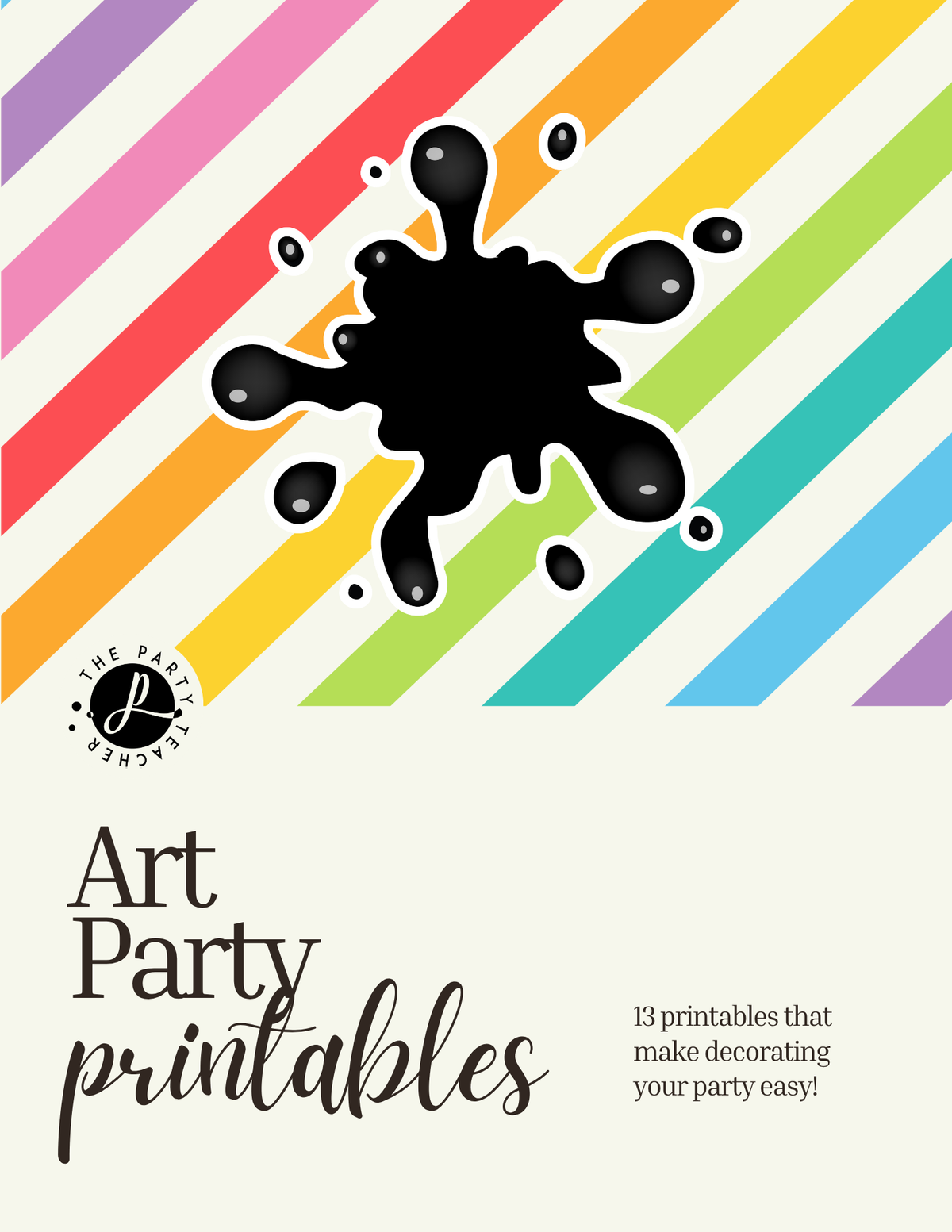 Art Birthday Party Printables INSTANT DOWNLOAD