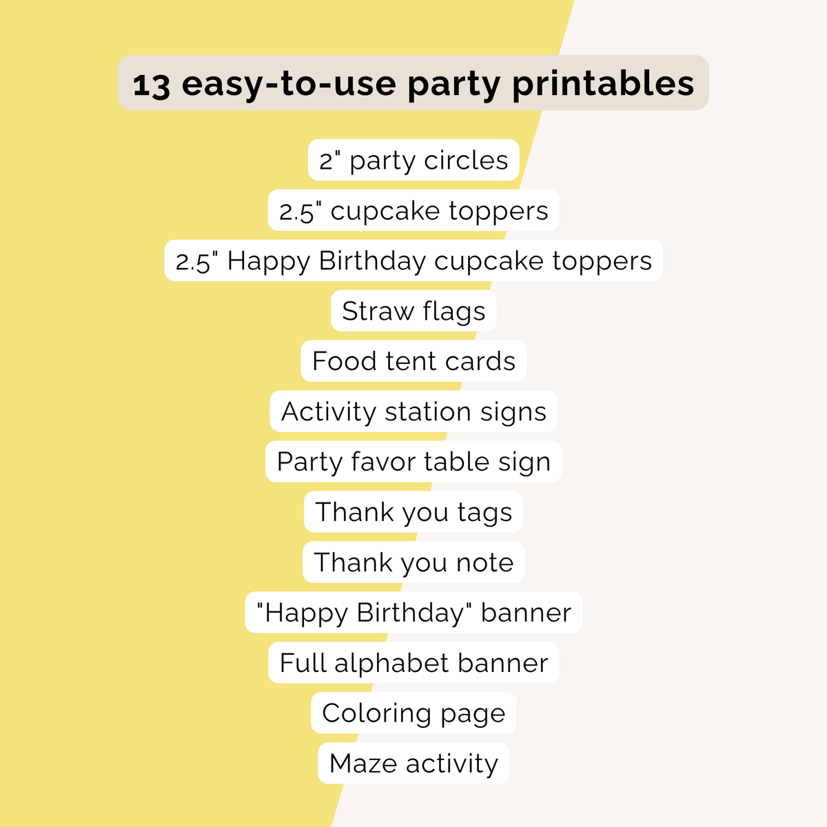 Art Birthday Party Printables INSTANT DOWNLOAD