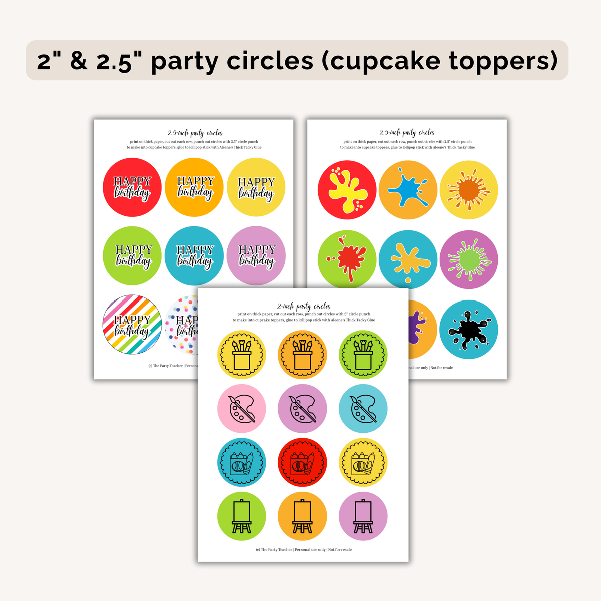 Art Birthday Party Printables INSTANT DOWNLOAD