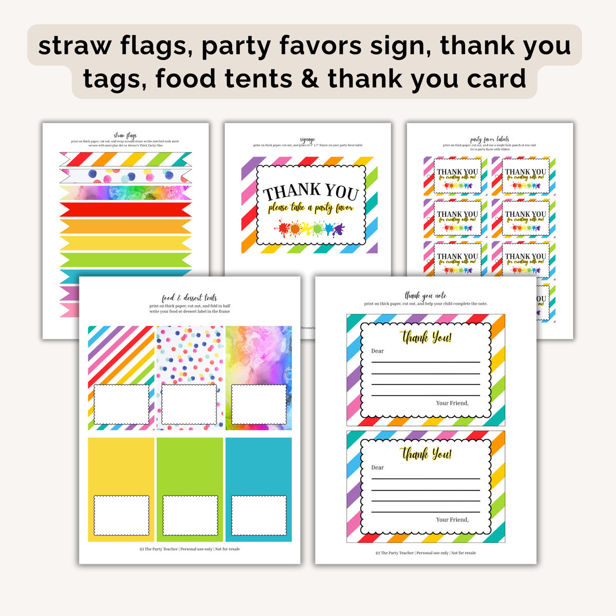 Art Birthday Party Printables INSTANT DOWNLOAD