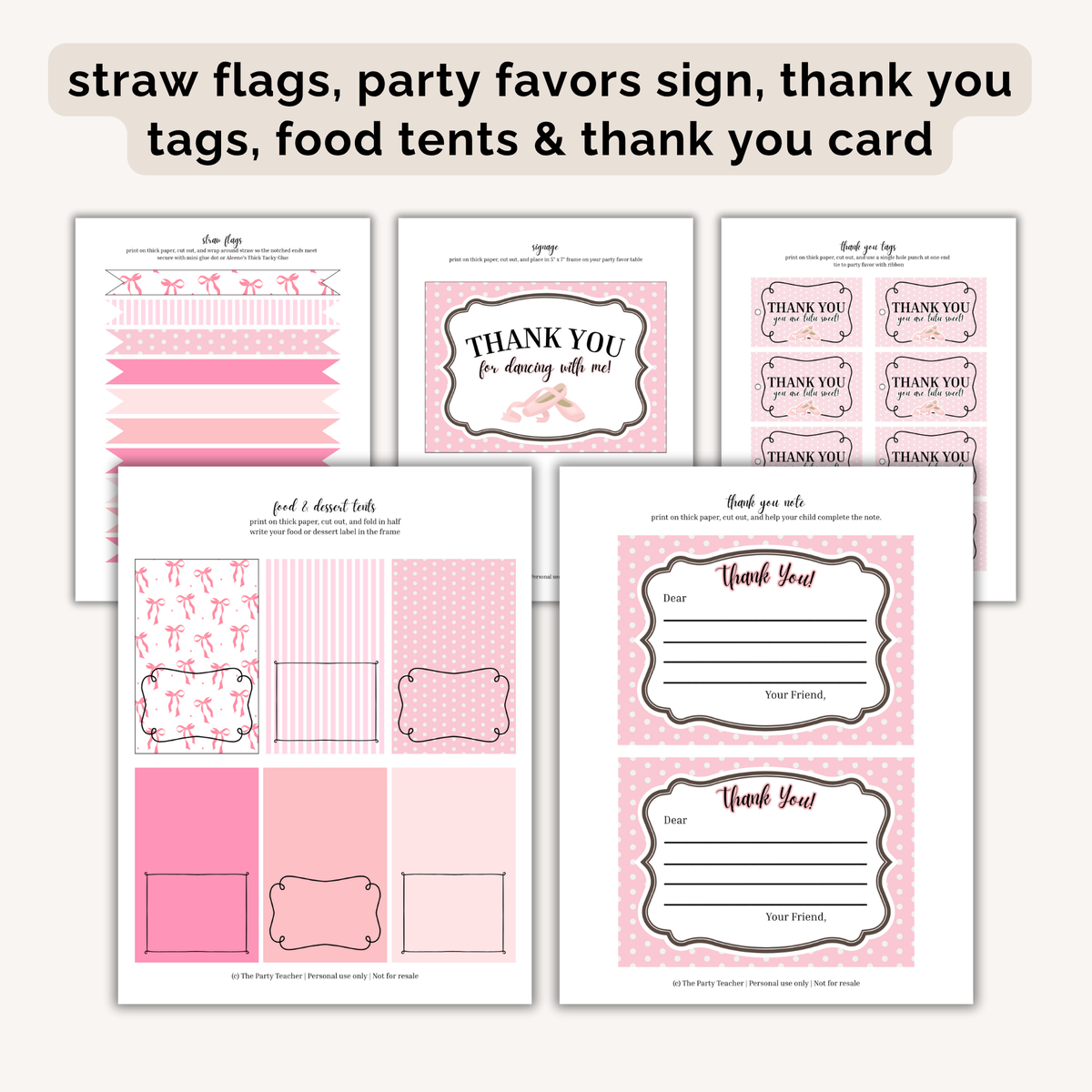Ballerina Birthday Party Printables INSTANT DOWNLOAD