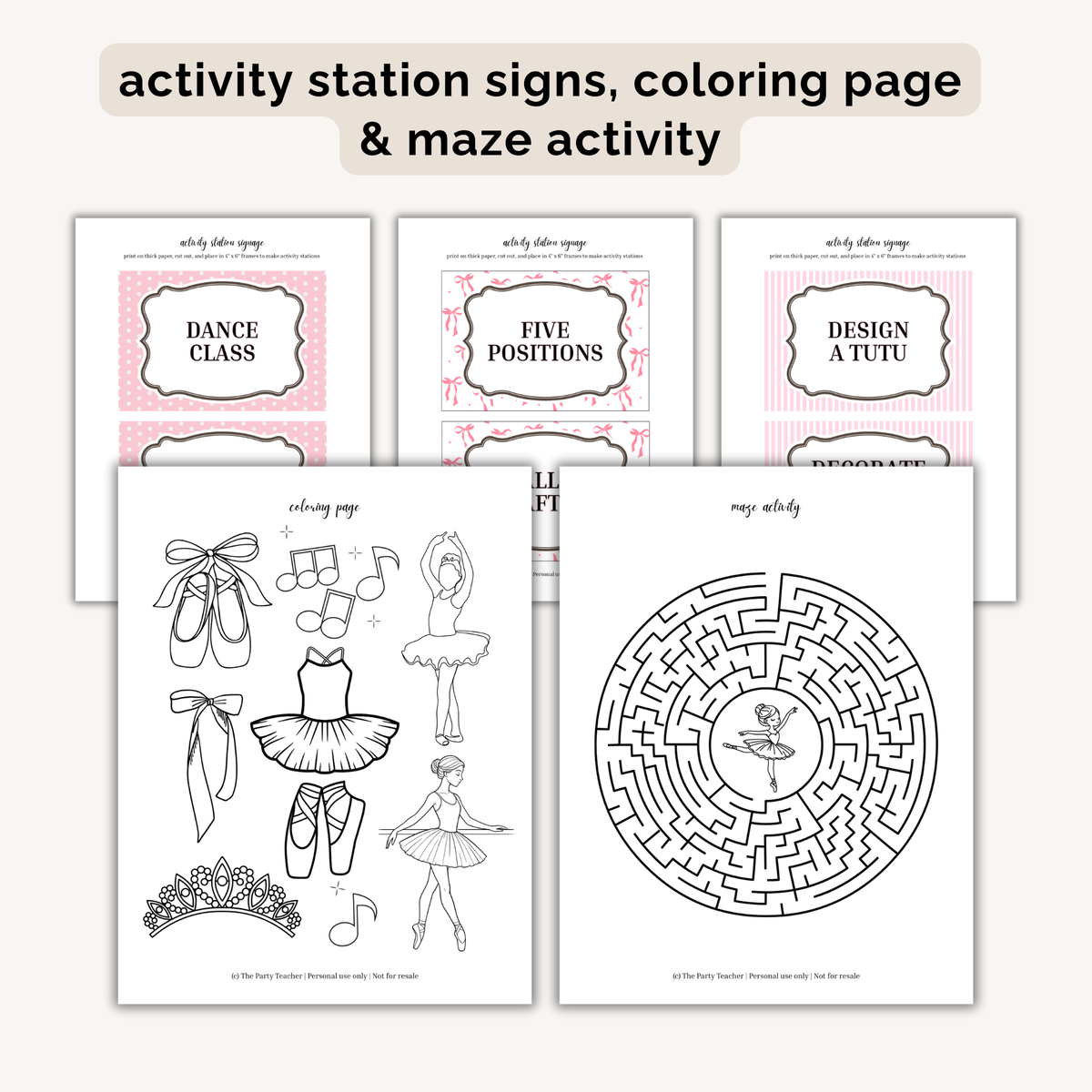 Ballerina Birthday Party Printables INSTANT DOWNLOAD