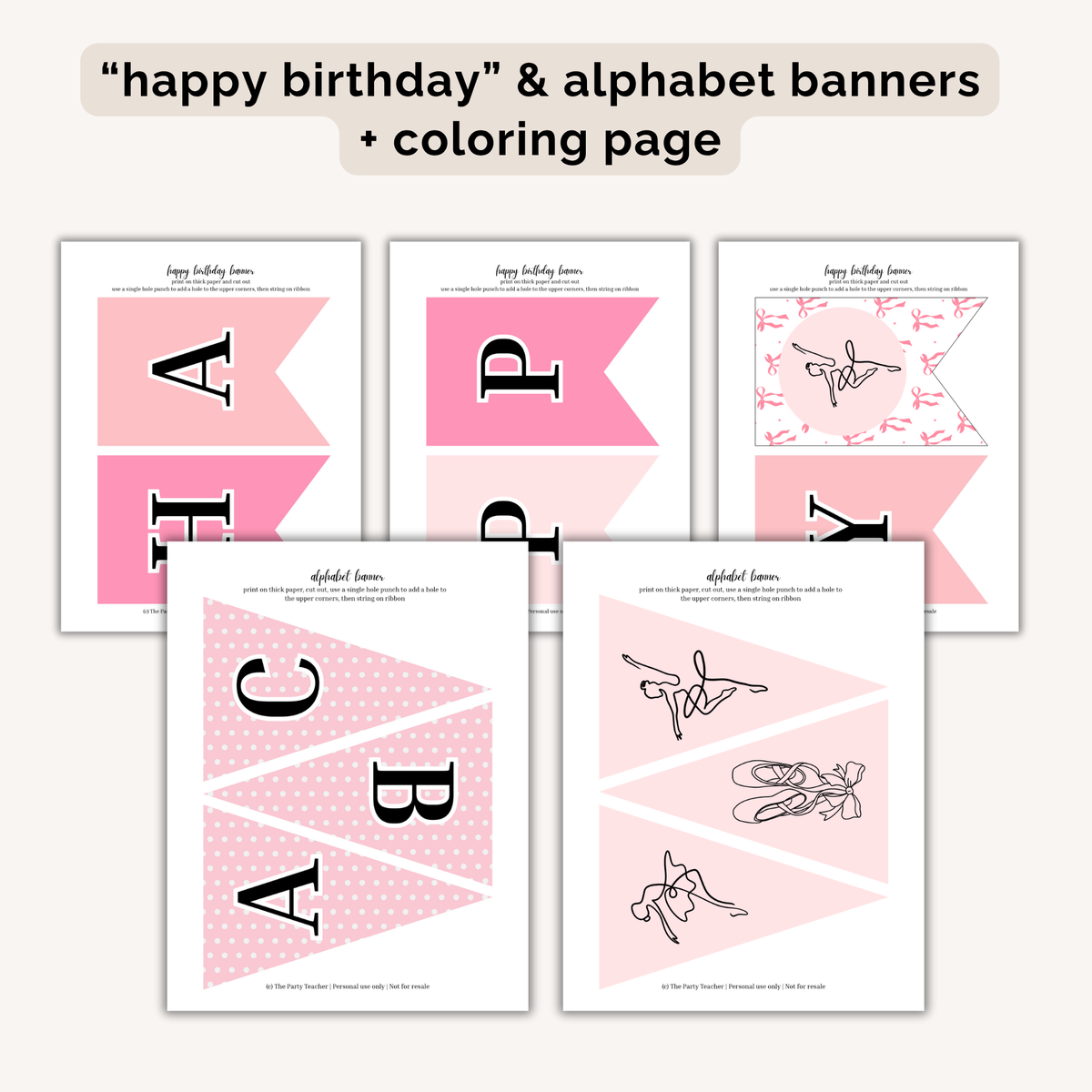 Ballerina Birthday Party Printables INSTANT DOWNLOAD