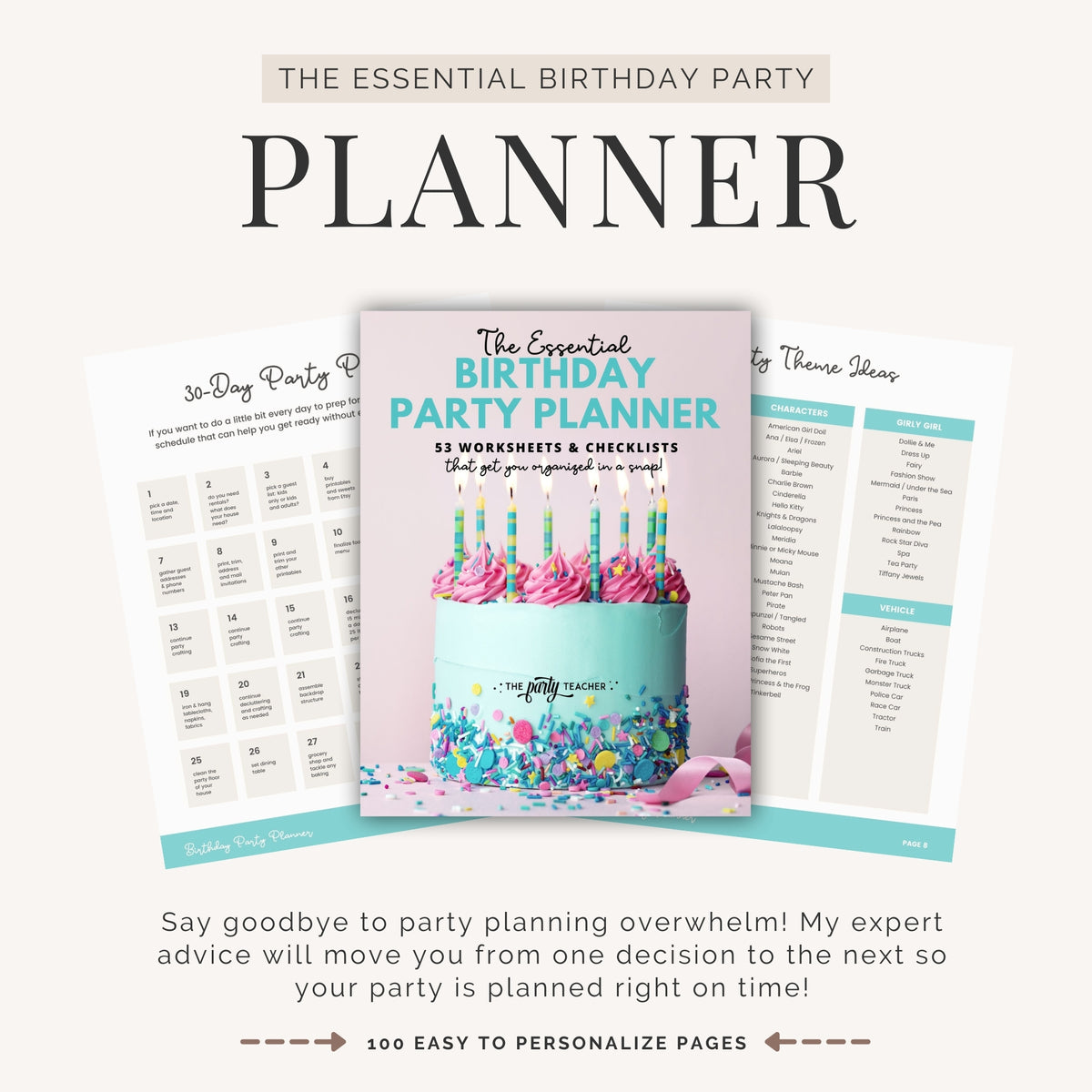 Say goodbye to party planning overwhelm with the Party planning prompt worksheets - Birthday Party Planner by The Party Teacher