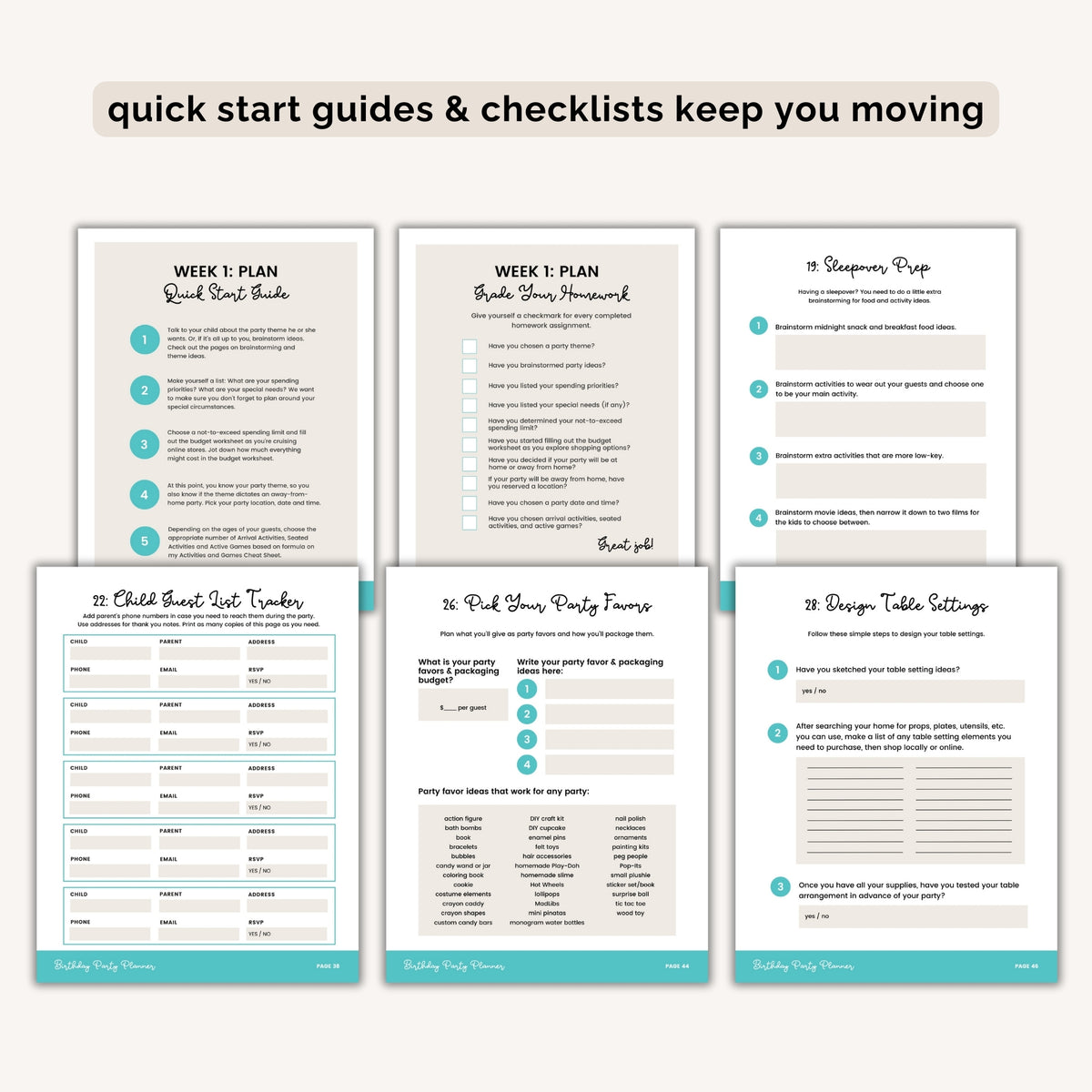 Quick start guides and checklists - Party planning prompt worksheets - Birthday Party Planner by The Party Teacher