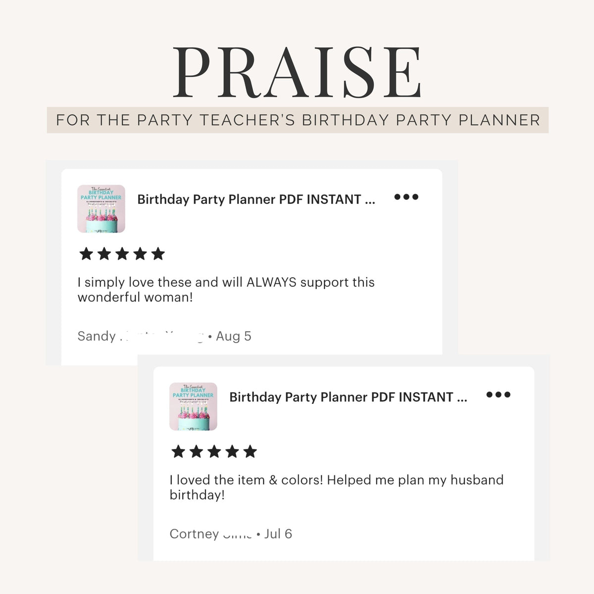 Customer testimonial for Birthday Party Planner by The Party Teacher