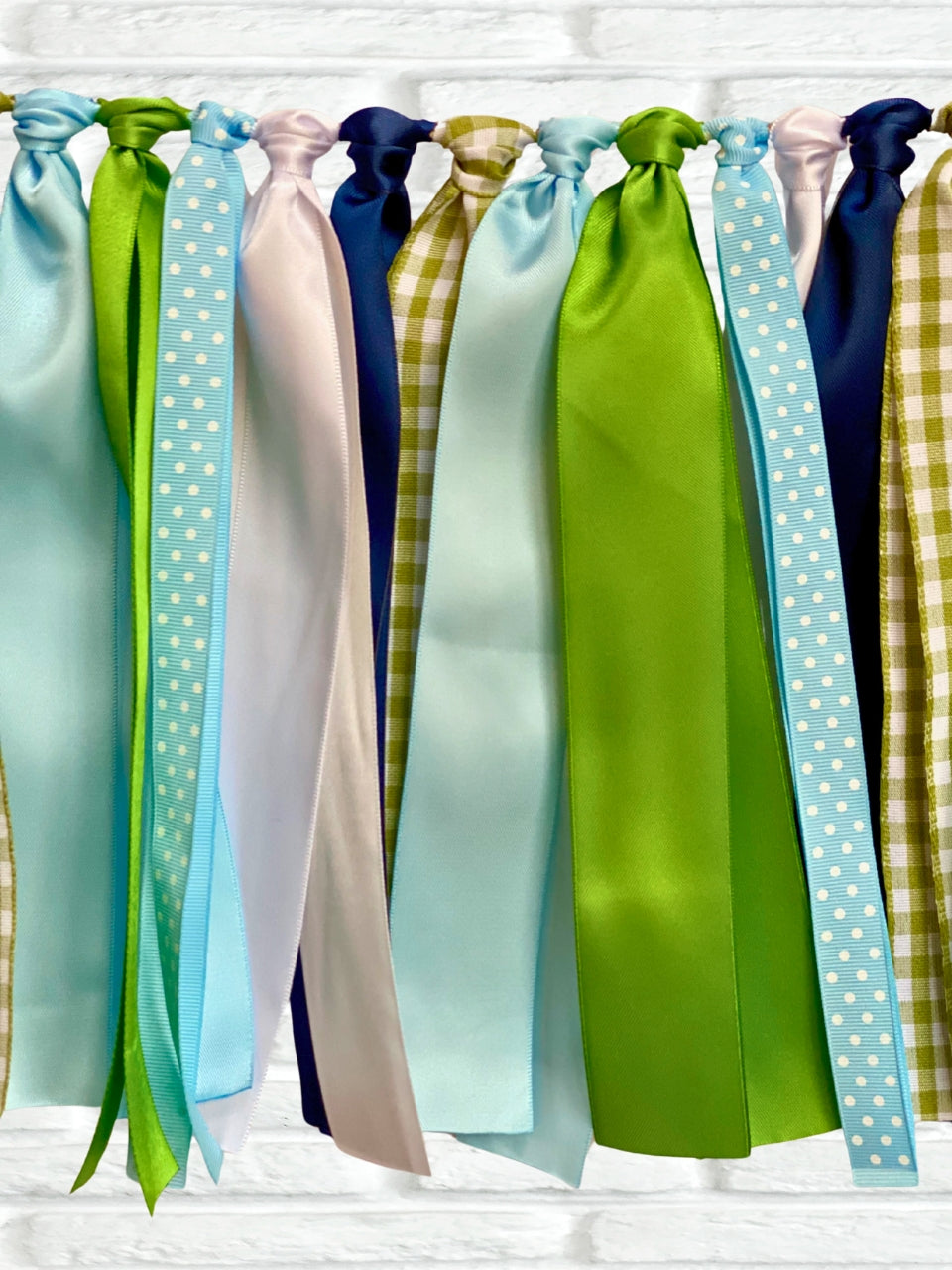 Blue green gold ribbon bunting - The Party Teacher - hero image