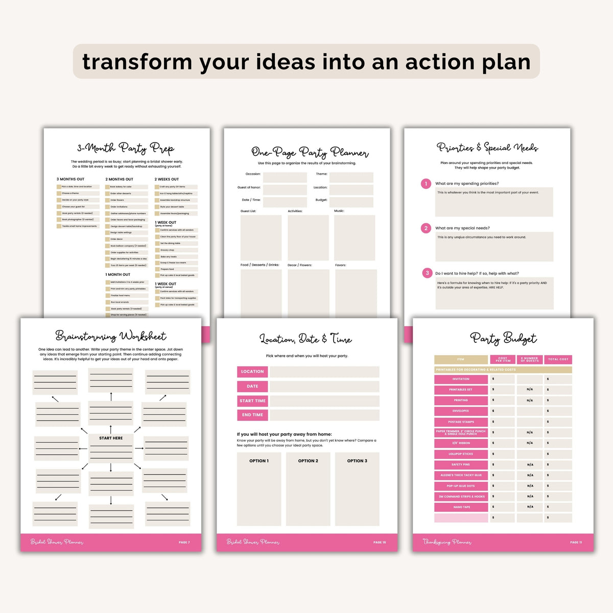Bridal Shower Planner INSTANT DOWNLOAD