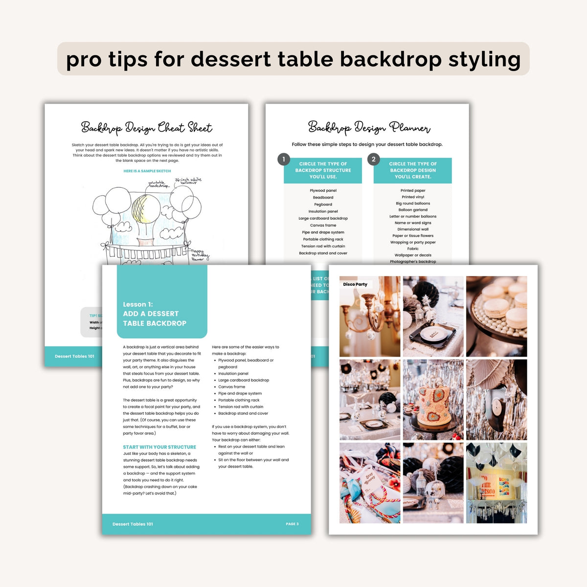 Pro tips for dessert table backdrop styling - Dessert Tables 101 eBook INSTANT DOWNLOAD - The Party Teacher