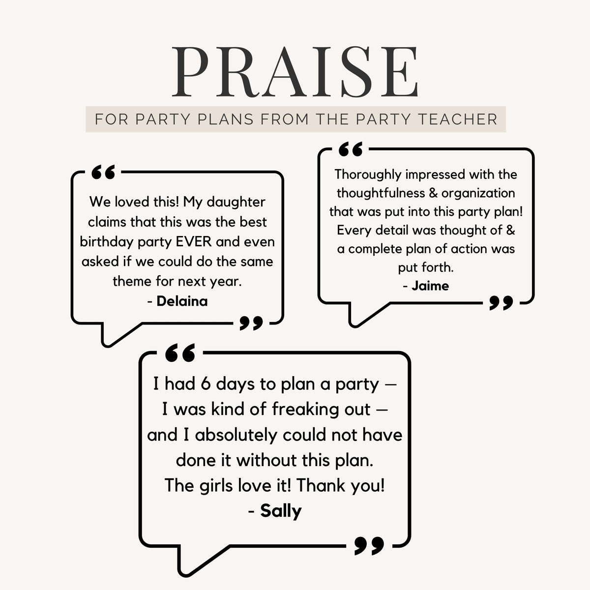 Testimonials - Dessert Tables 101 eBook INSTANT DOWNLOAD - The Party Teacher