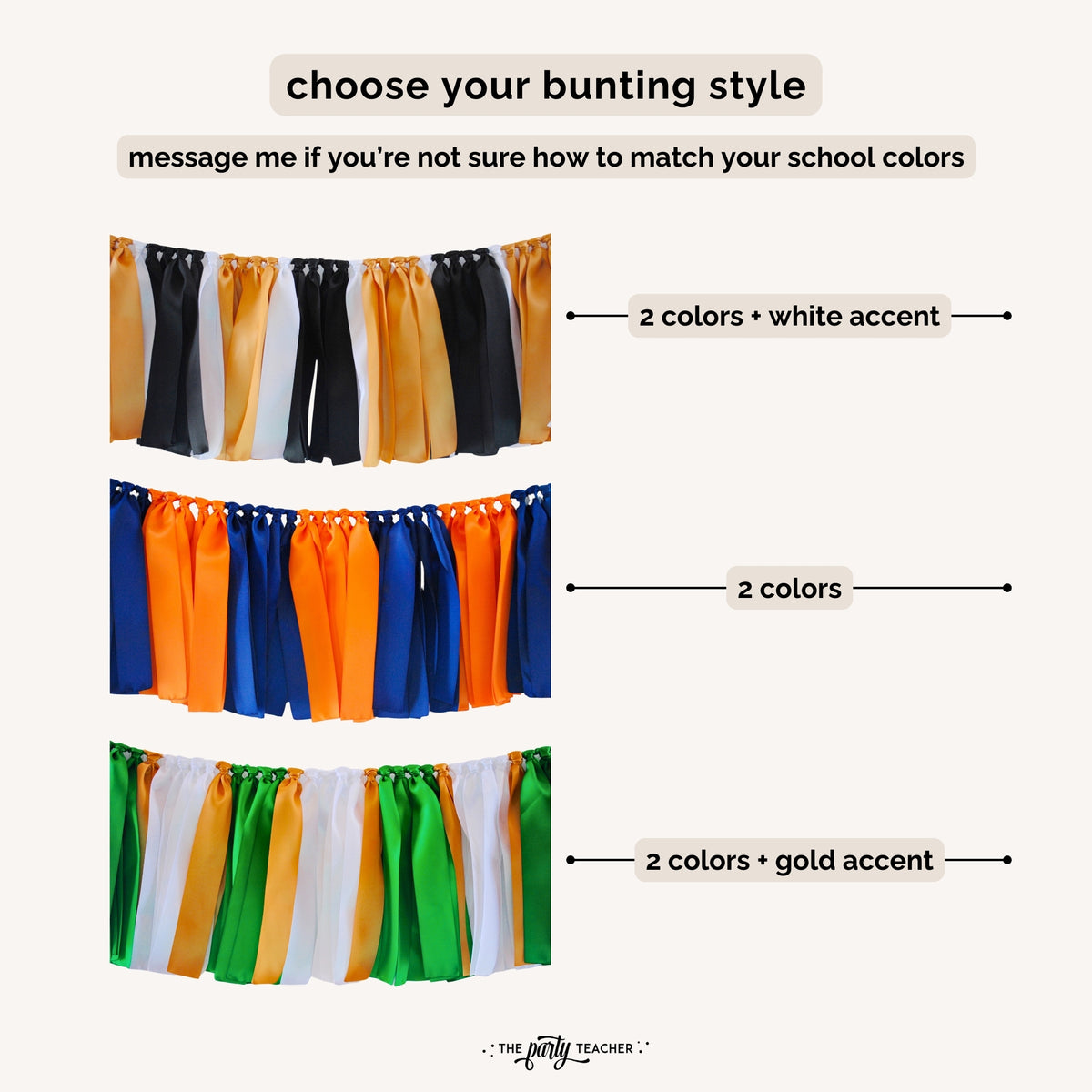 Orange White Ribbon Bunting - FREE Shipping