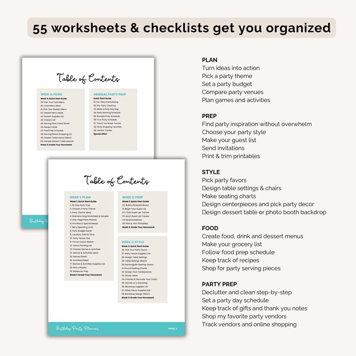 First birthday party planner table of contents - The Party Teacher