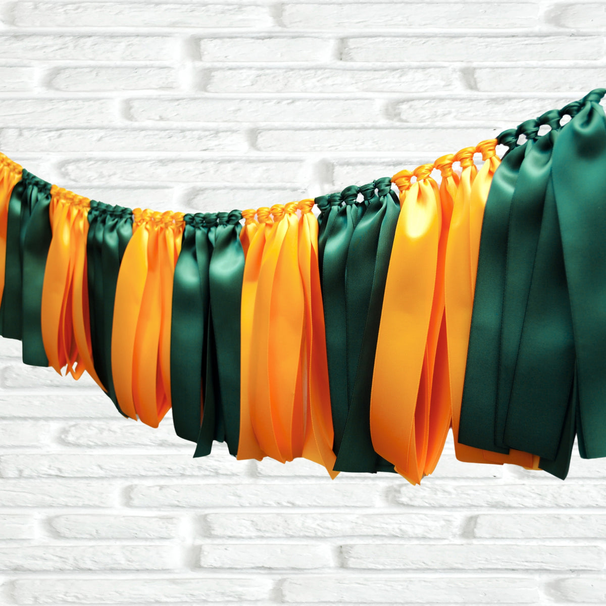 Forest green yellow gold ribbon bunting - The Party Teacher
