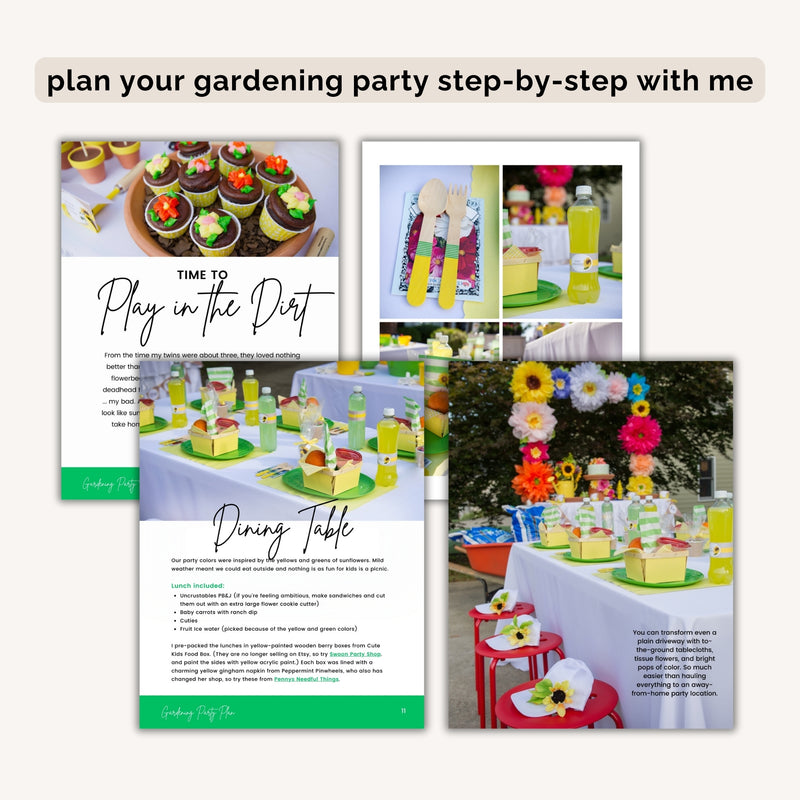 Gardening Birthday Party Plan INSTANT DOWNLOAD