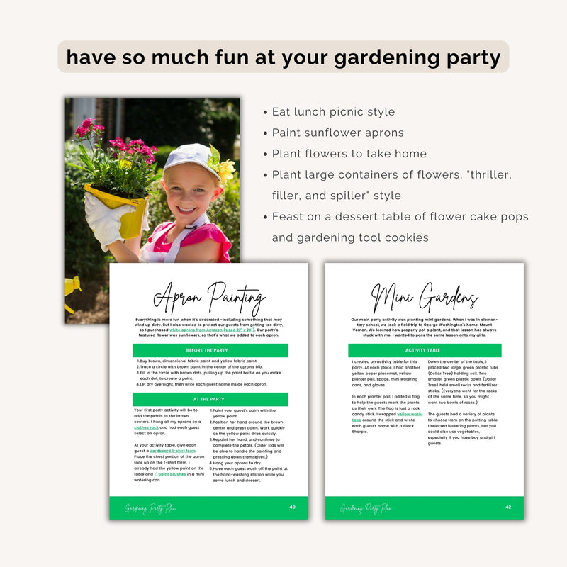 Gardening Birthday Party Plan INSTANT DOWNLOAD