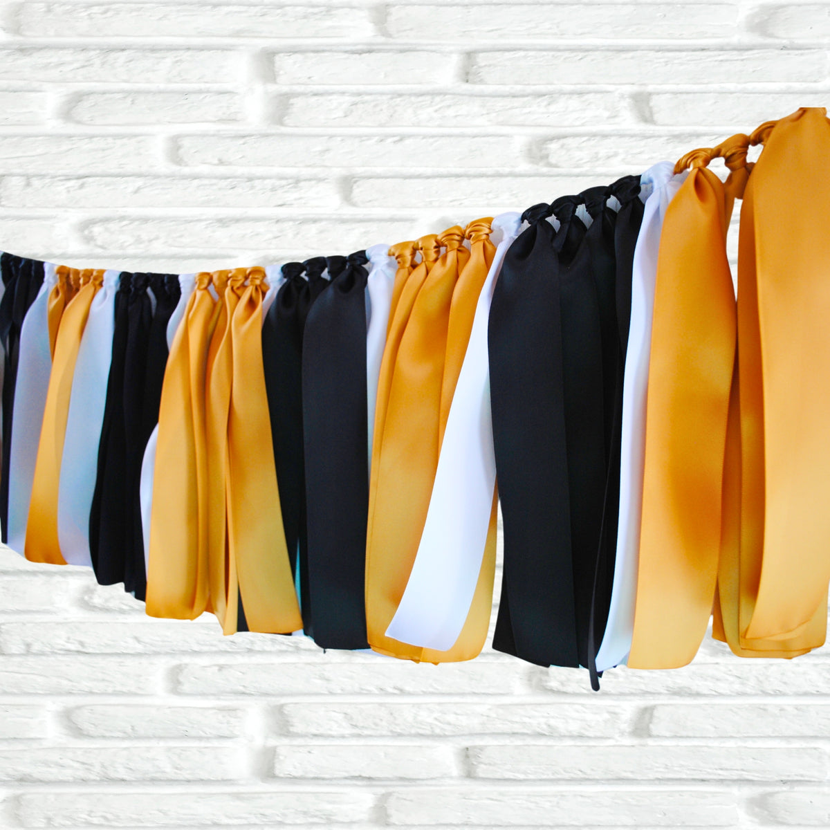 Gold black white ribbon bunting - The Party Teacher
