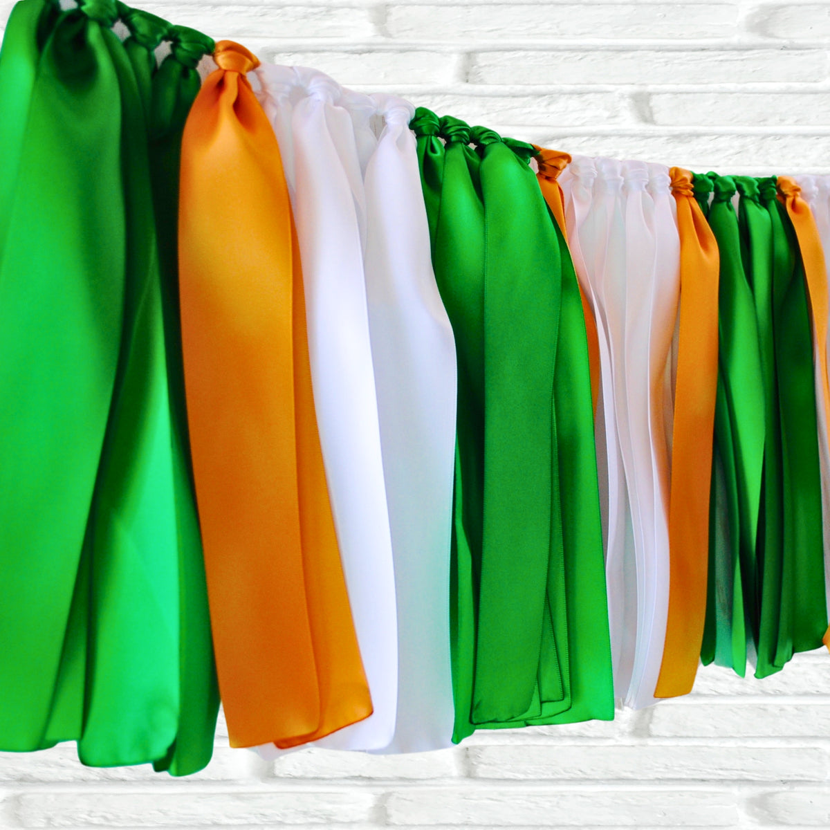 Green white gold ribbon bunting - The Party Teacher - left side view