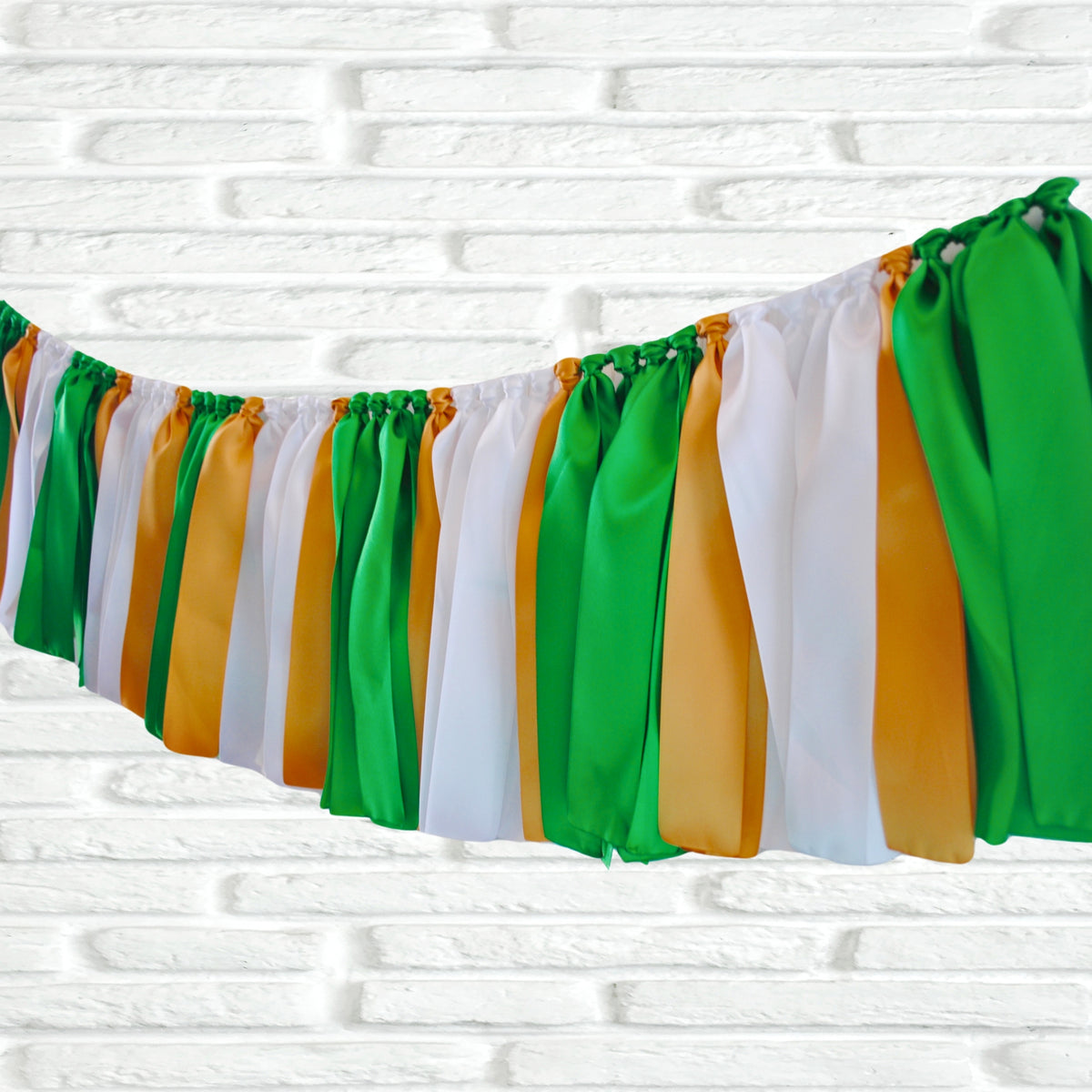 Green white gold ribbon bunting - The Party Teacher - full view