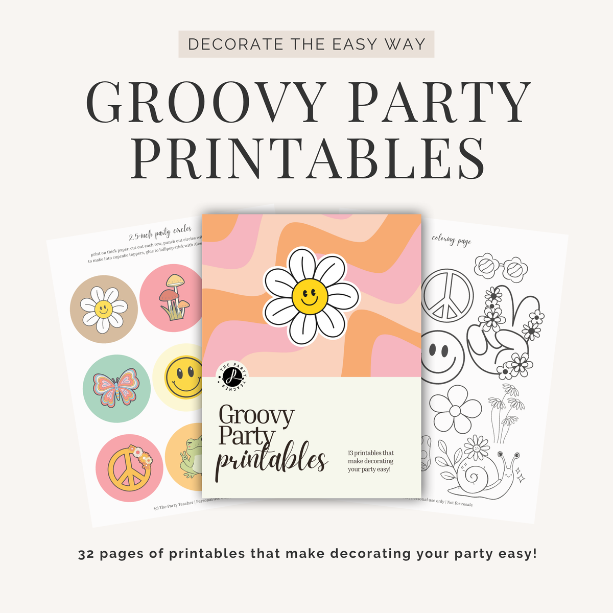 Groovy Birthday Party Printables INSTANT DOWNLOAD
