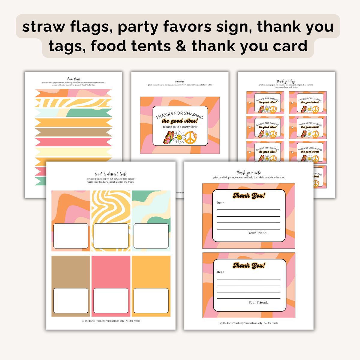 Groovy Birthday Party Printables INSTANT DOWNLOAD