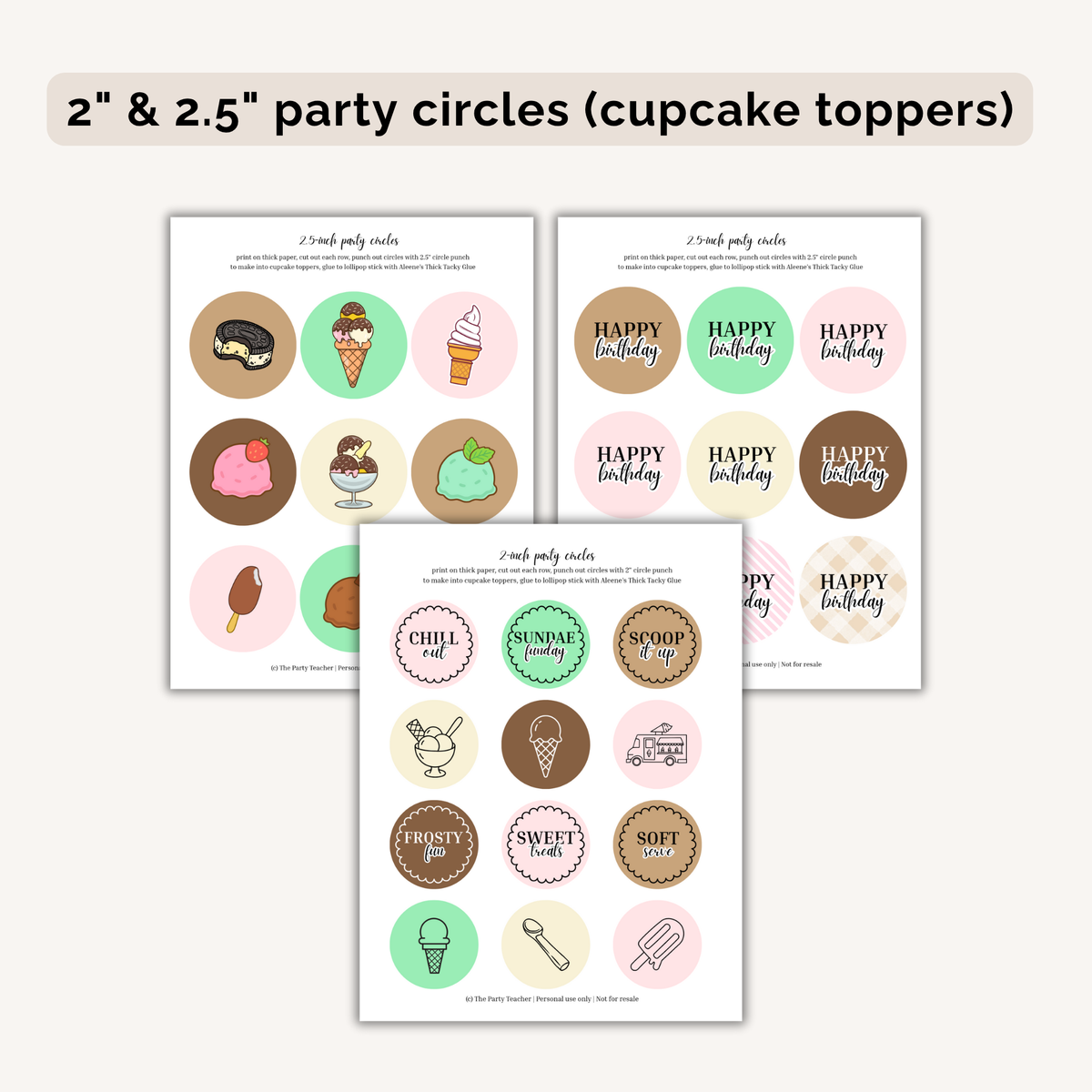 Ice Cream Birthday Party Printables INSTANT DOWNLOAD