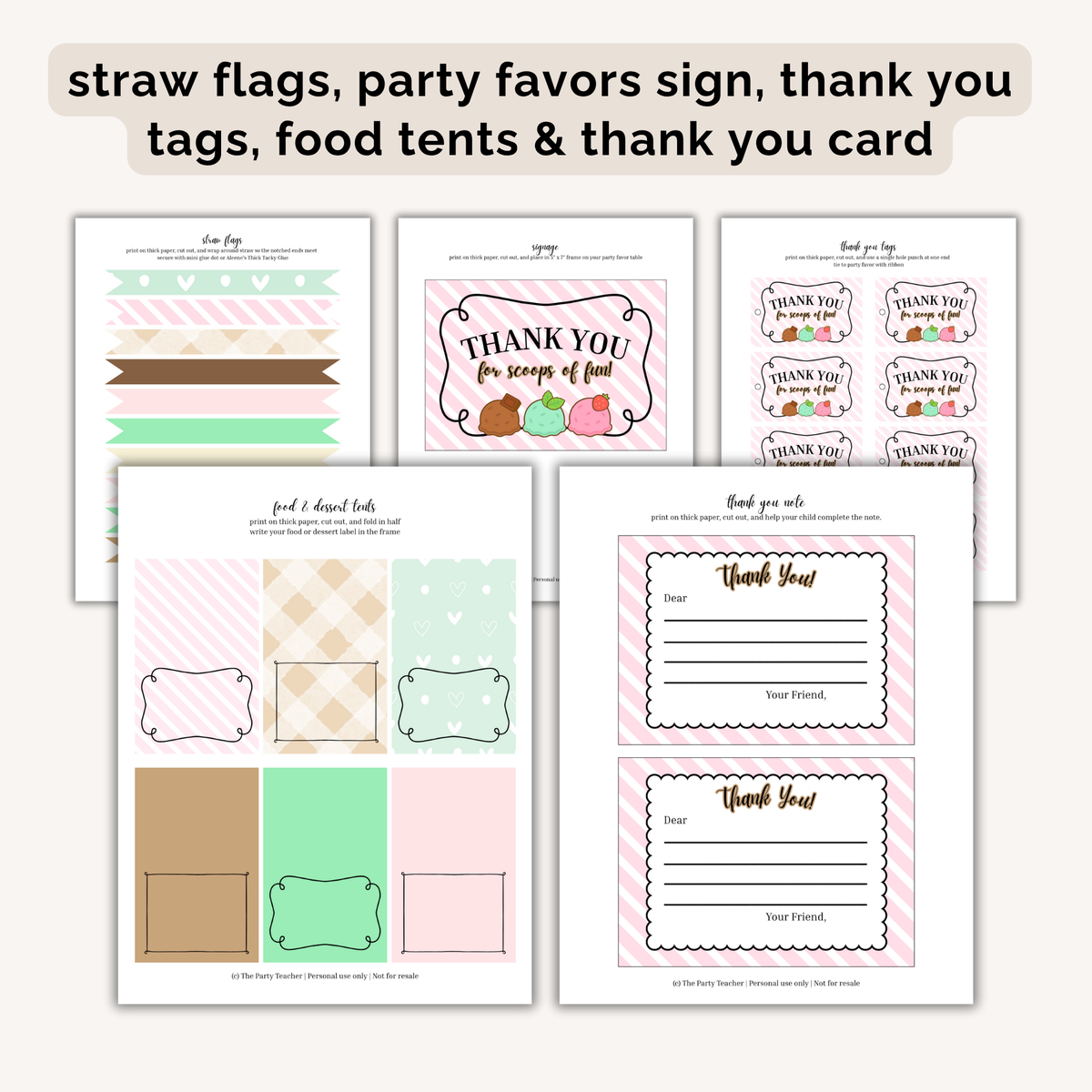 Ice Cream Birthday Party Printables INSTANT DOWNLOAD