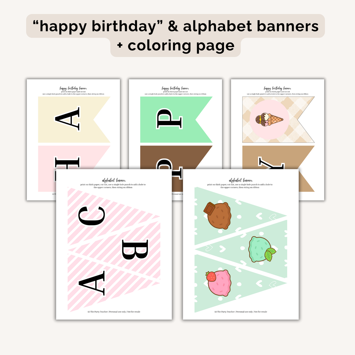 Ice Cream Birthday Party Printables INSTANT DOWNLOAD