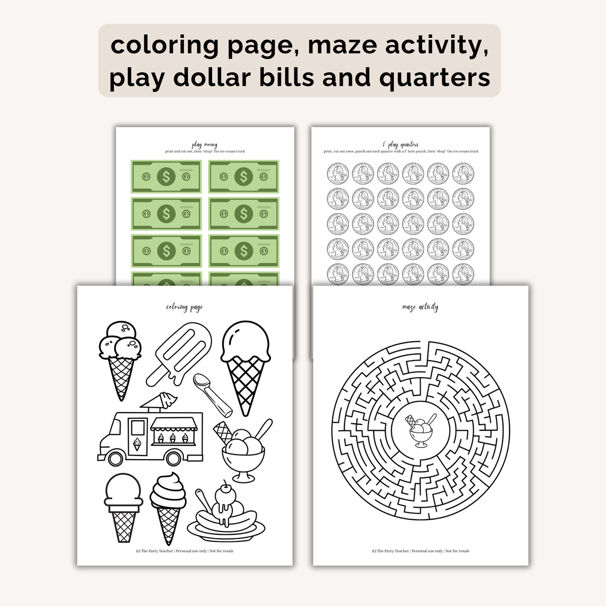 Ice Cream Birthday Party Printables INSTANT DOWNLOAD