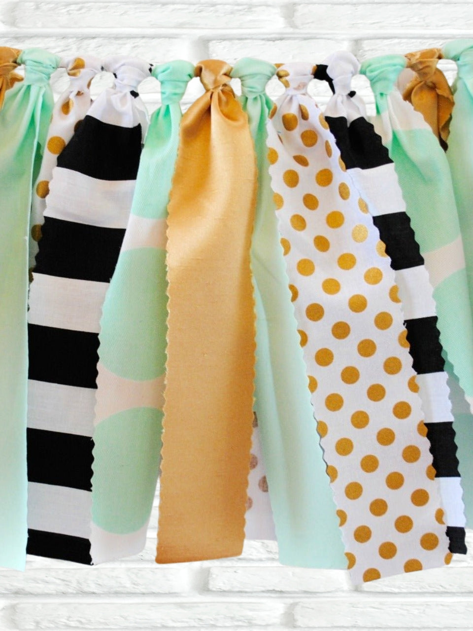 Mint and Gold Fabric Bunting