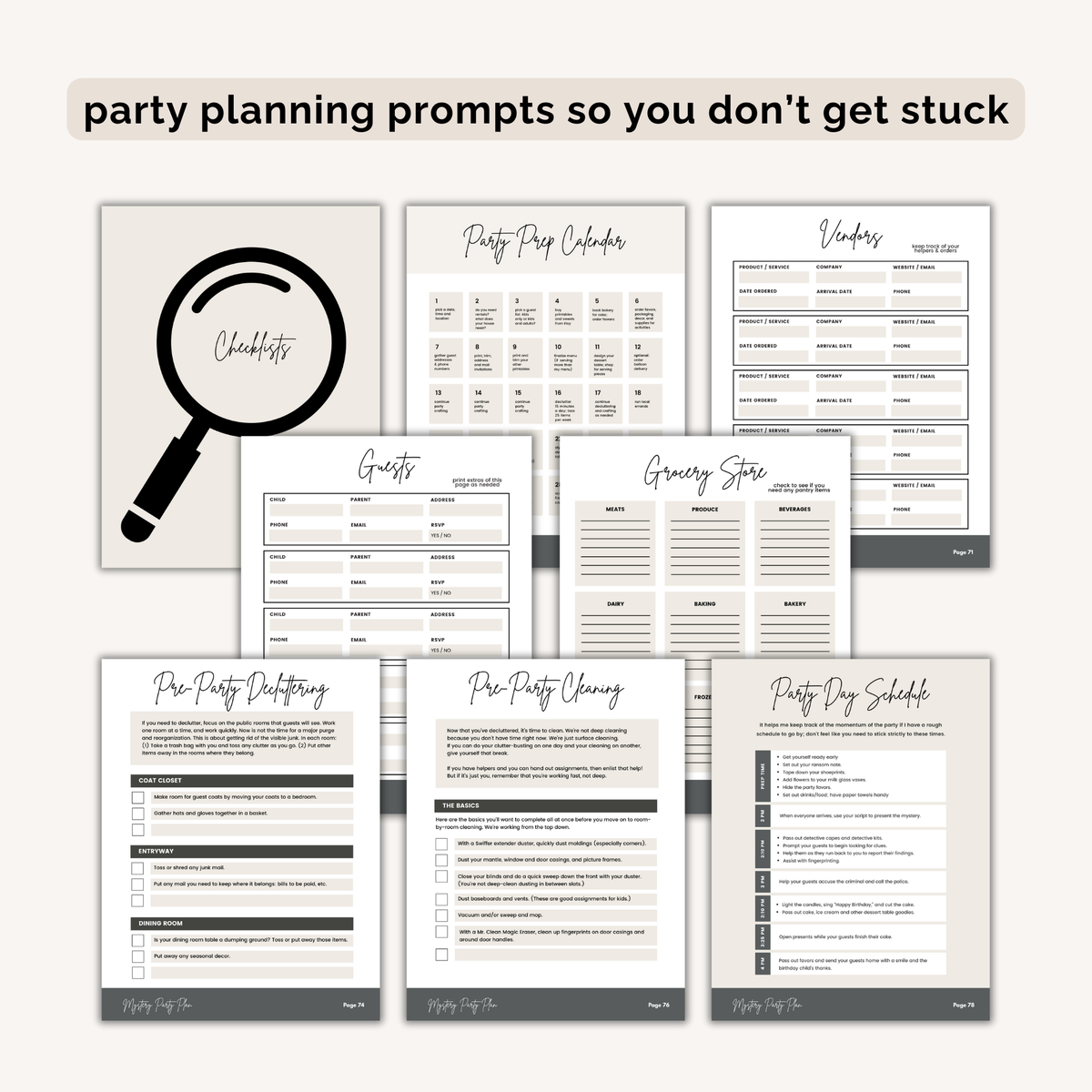 Mystery Birthday Party Plan INSTANT DOWNLOAD