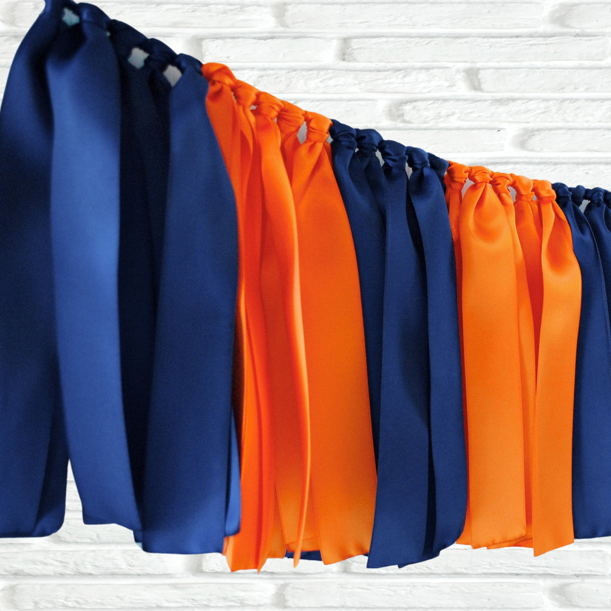 Navy Orange Ribbon Bunting - The Party Teacher - left side view