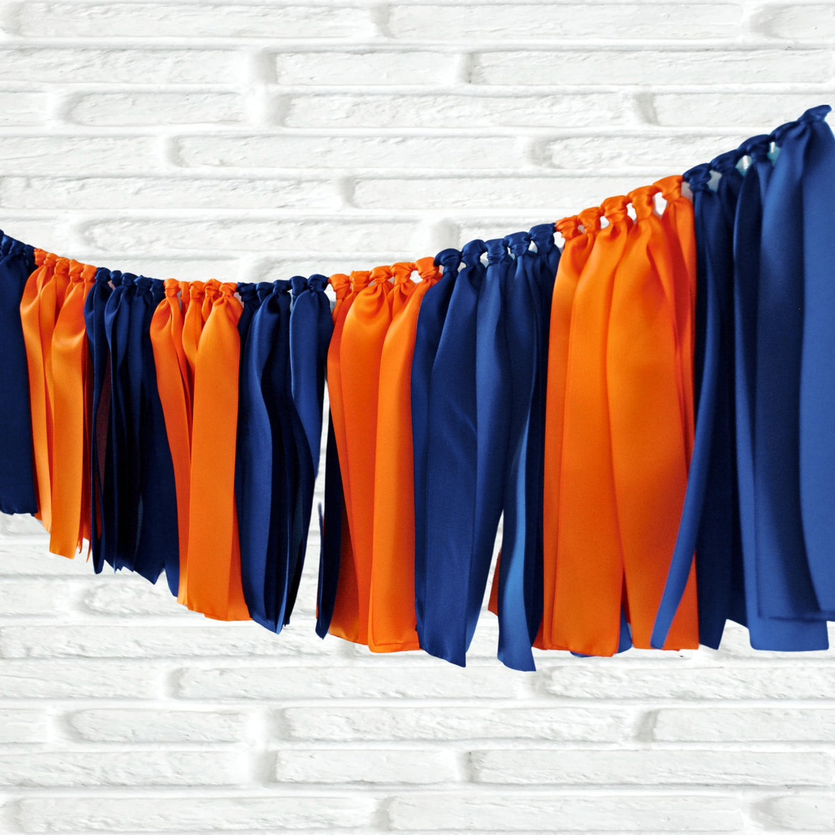 Navy Orange Ribbon Bunting - The Party Teacher - full view
