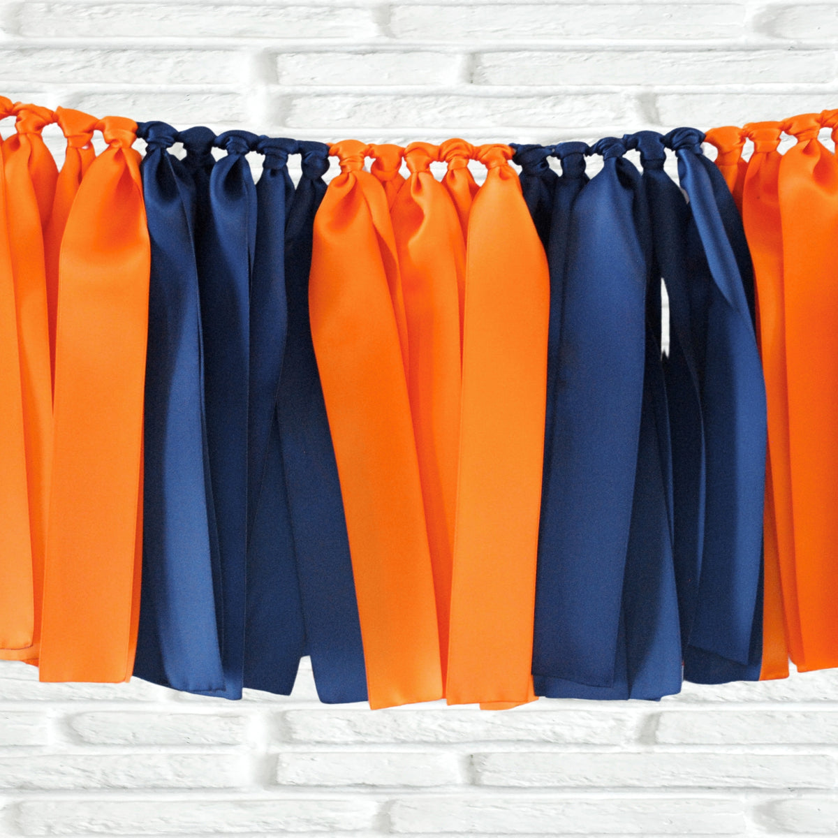 Navy Orange Ribbon Bunting - The Party Teacher  - close up