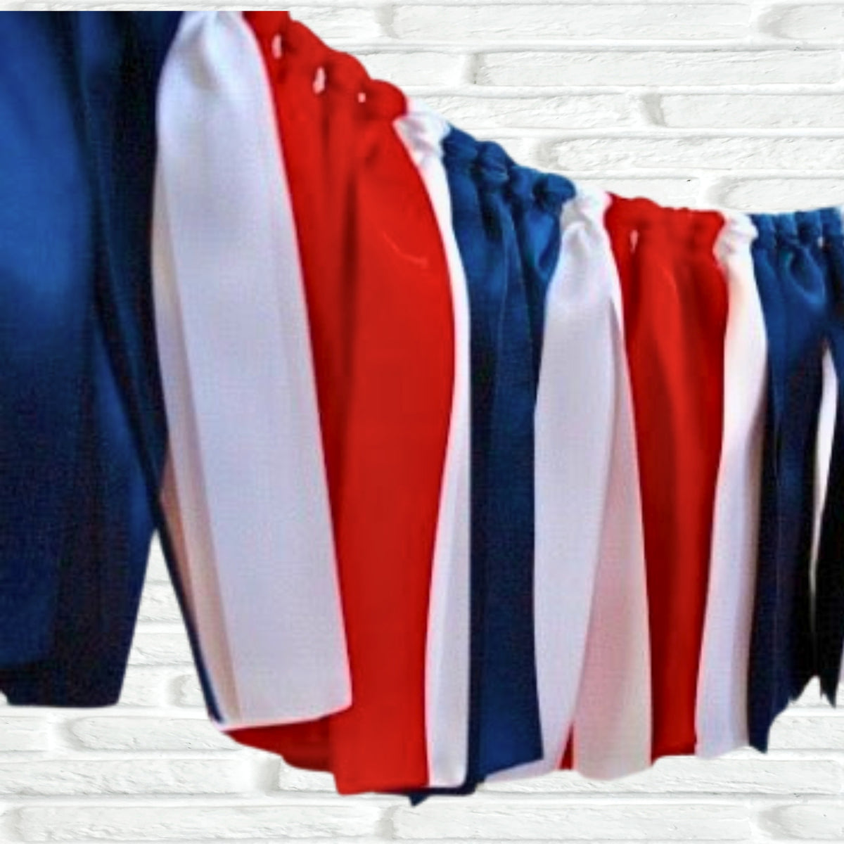 Navy red white ribbon bunting - The Party Teacher