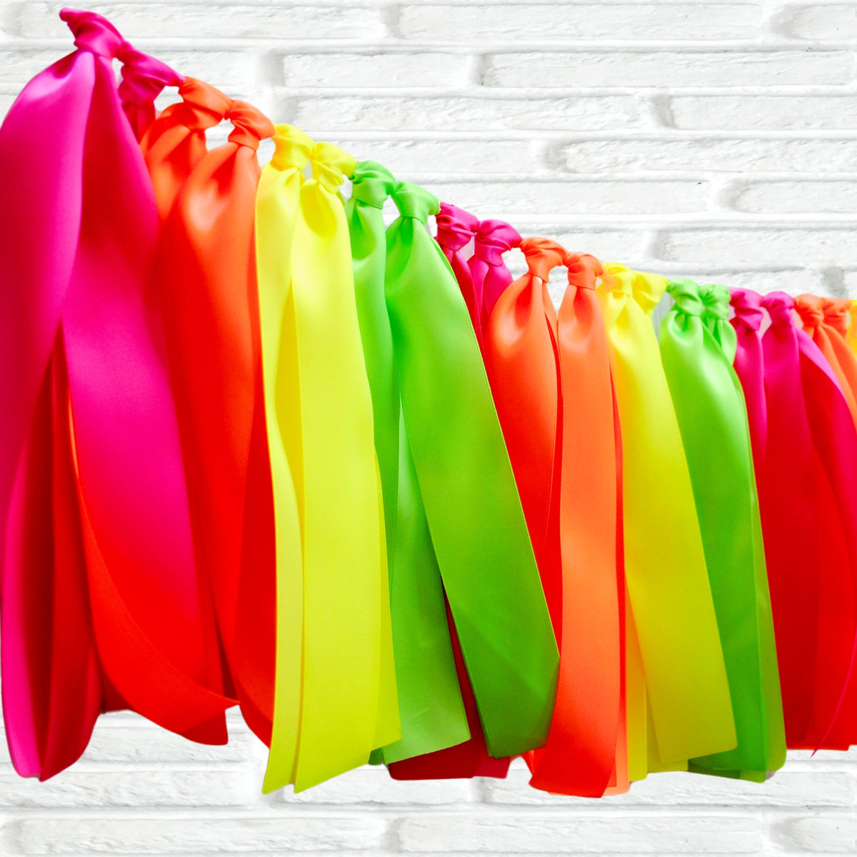 Neon Party Ribbon Bunting - FREE Shipping