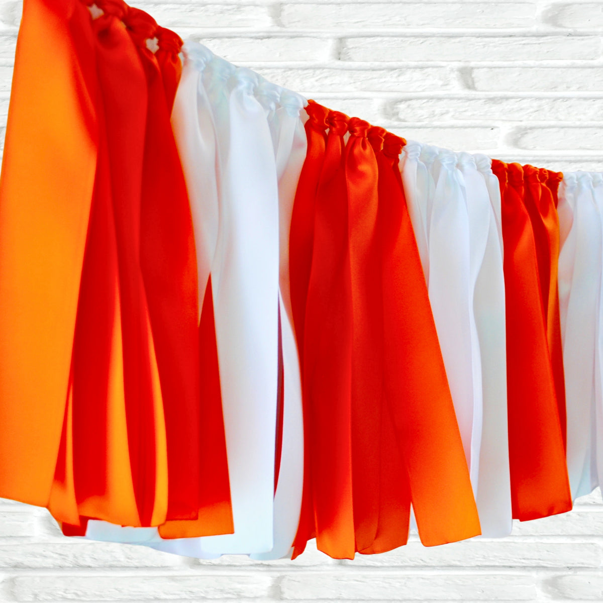 Orange White Ribbon Bunting - The Party Teacher - left side
