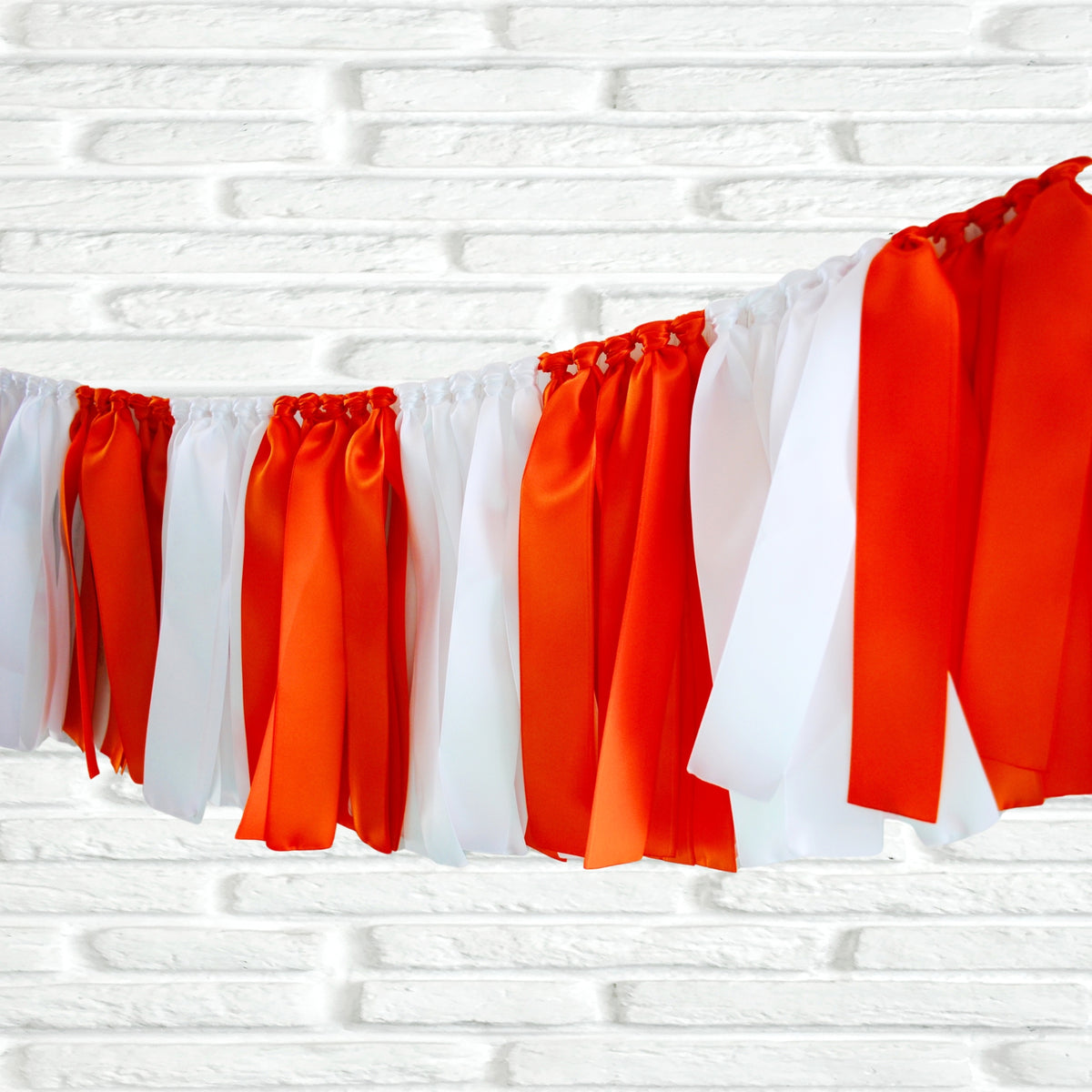 Orange White Ribbon Bunting - The Party Teacher - full view