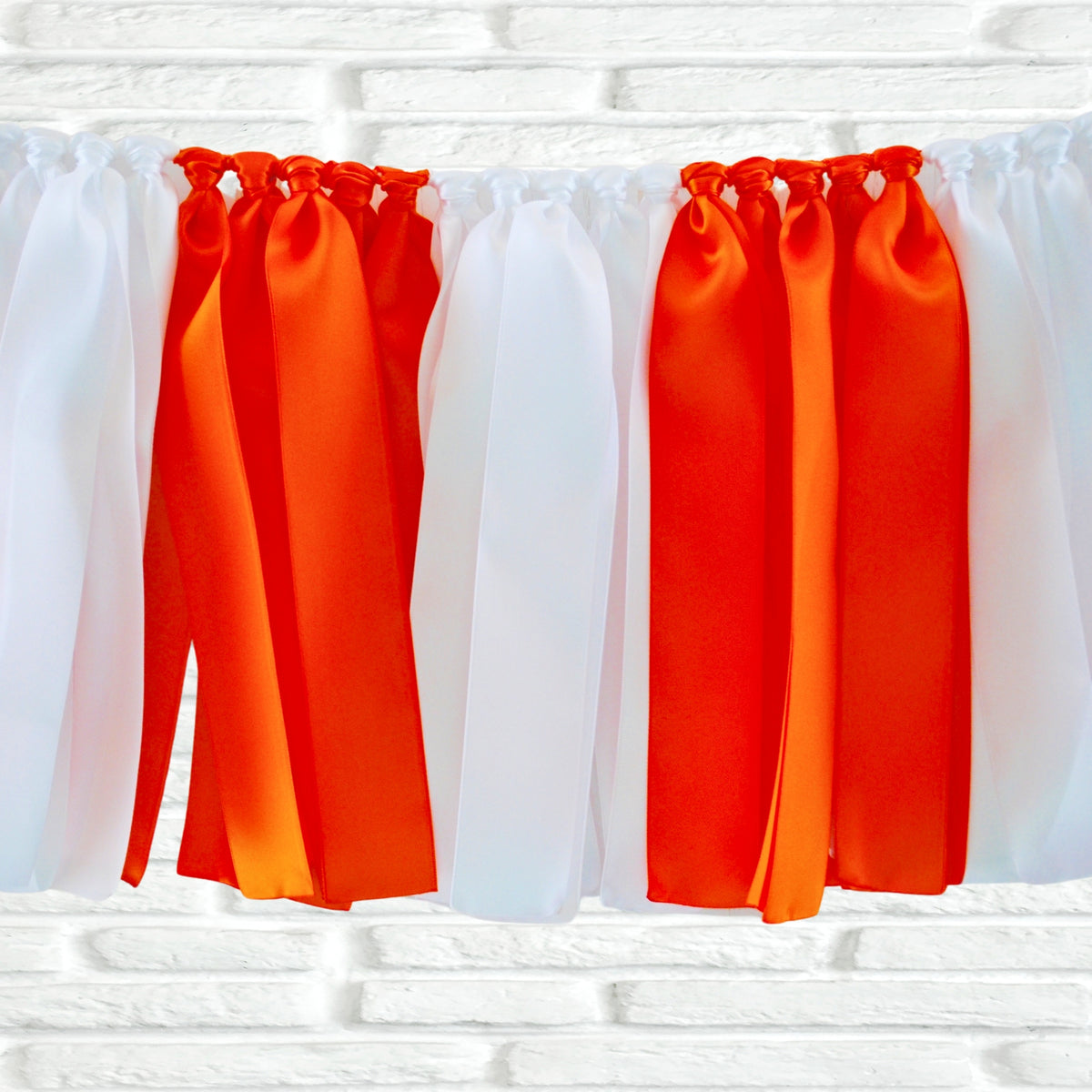 Orange White Ribbon Bunting - The Party Teacher - close up