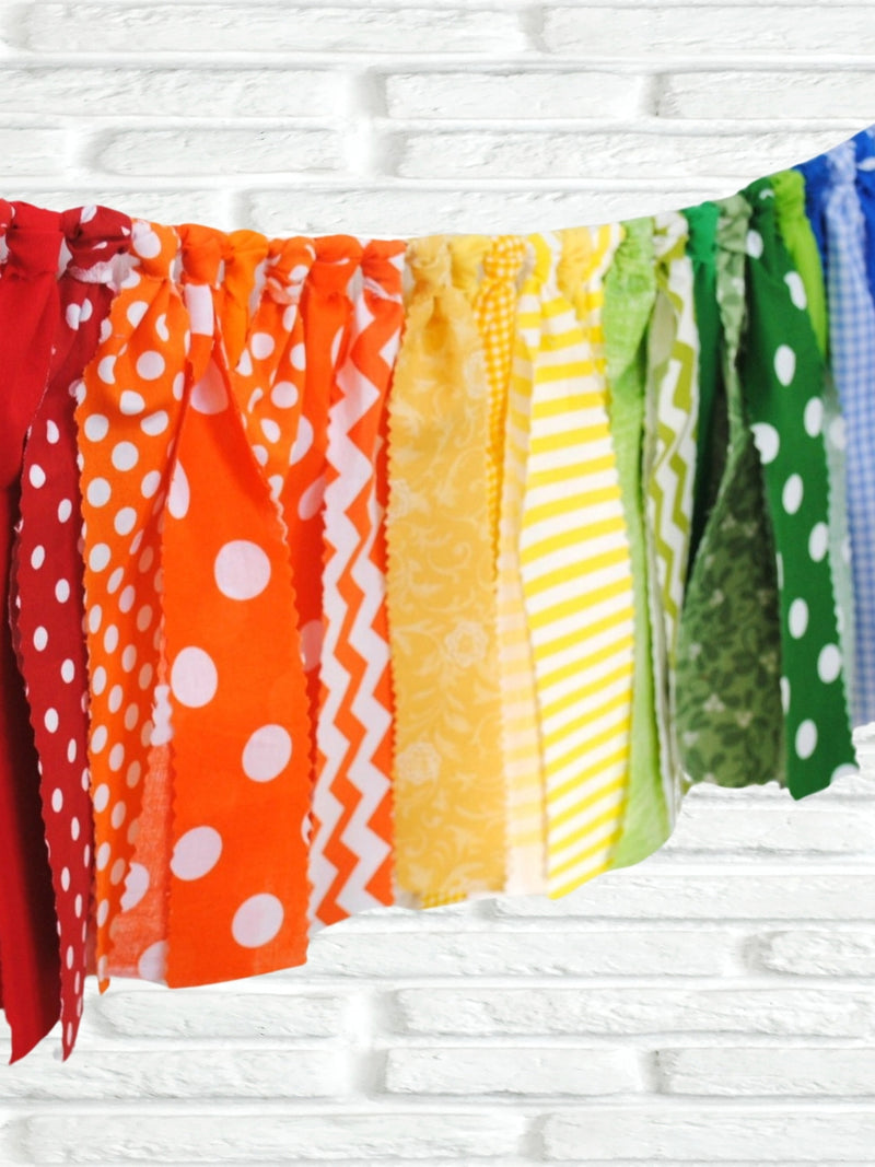Patterned Rainbow Fabric Bunting - FREE Shipping