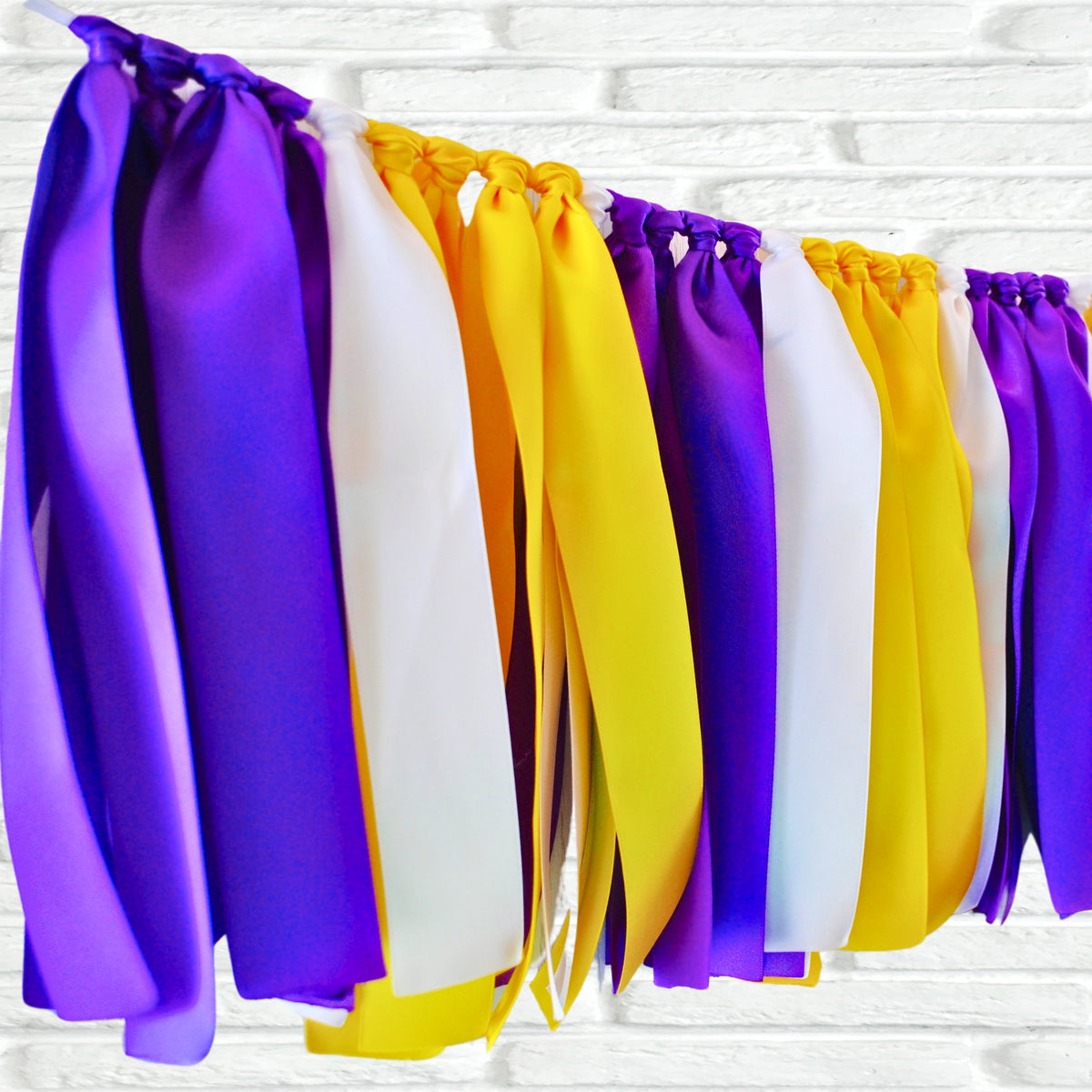 Purple Yellow Ribbon Bunting - The Party Teacher - left side view