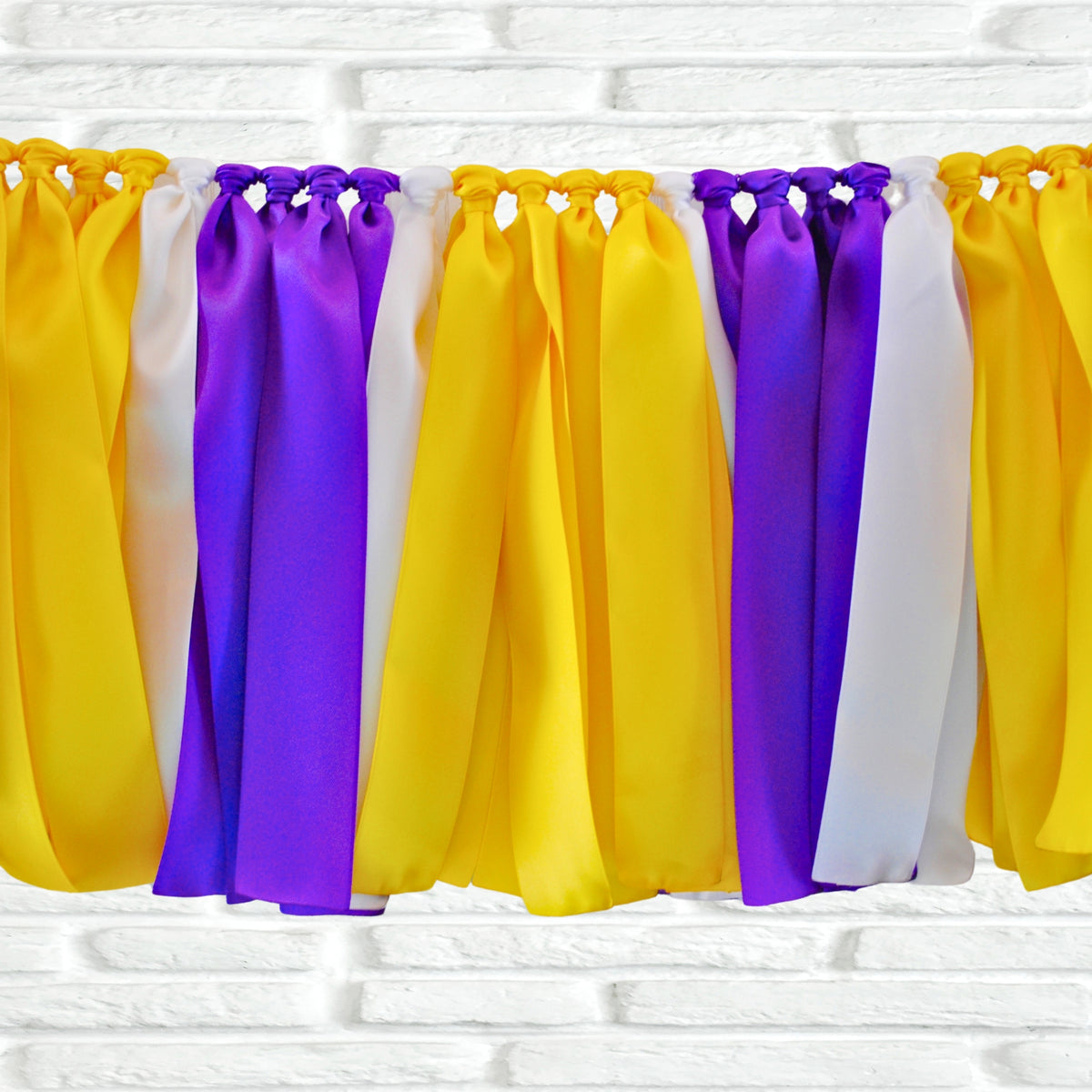 Purple Yellow White Ribbon Bunting - FREE Shipping