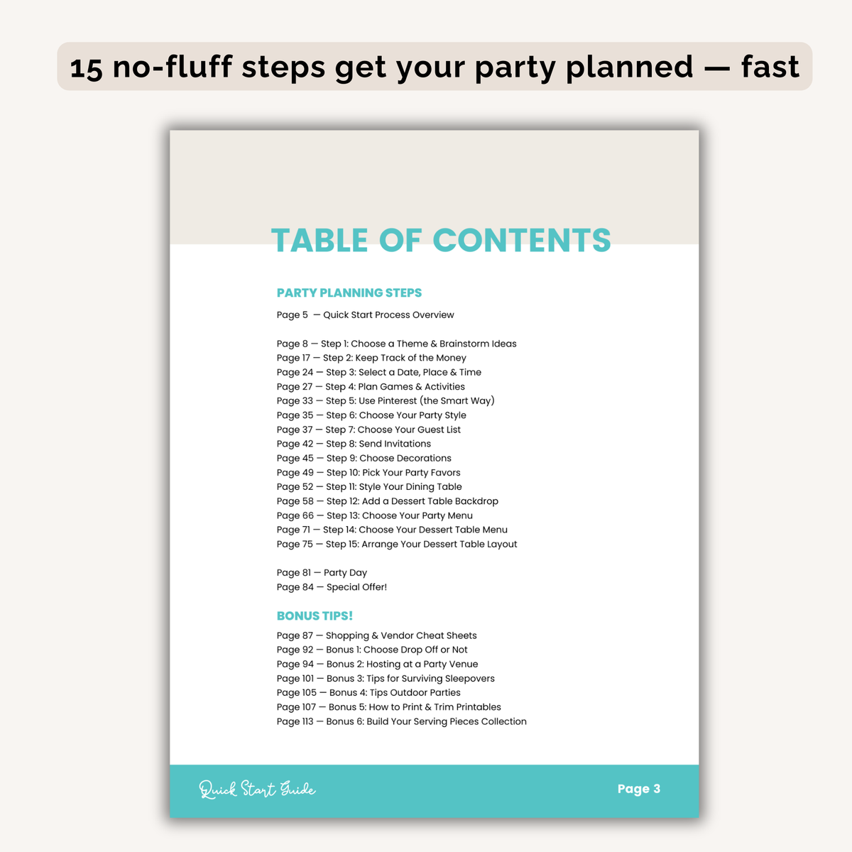 Kids Birthday Party Quick Start Guide INSTANT DOWNLOAD