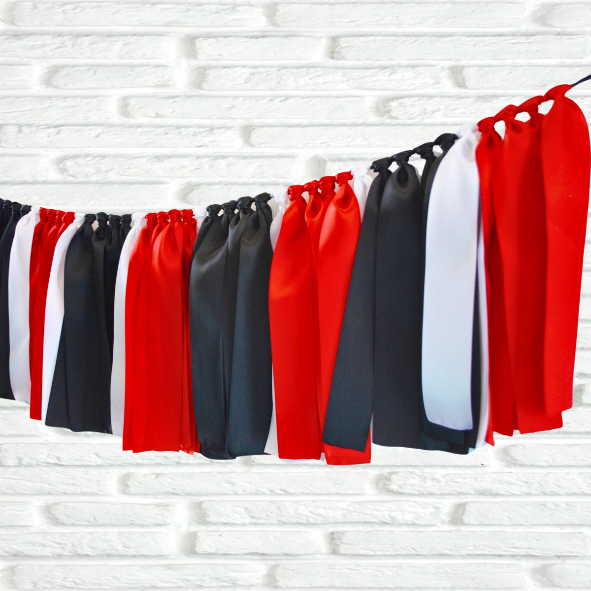 Red black white ribbon bunting - The Party Teacher  - full view