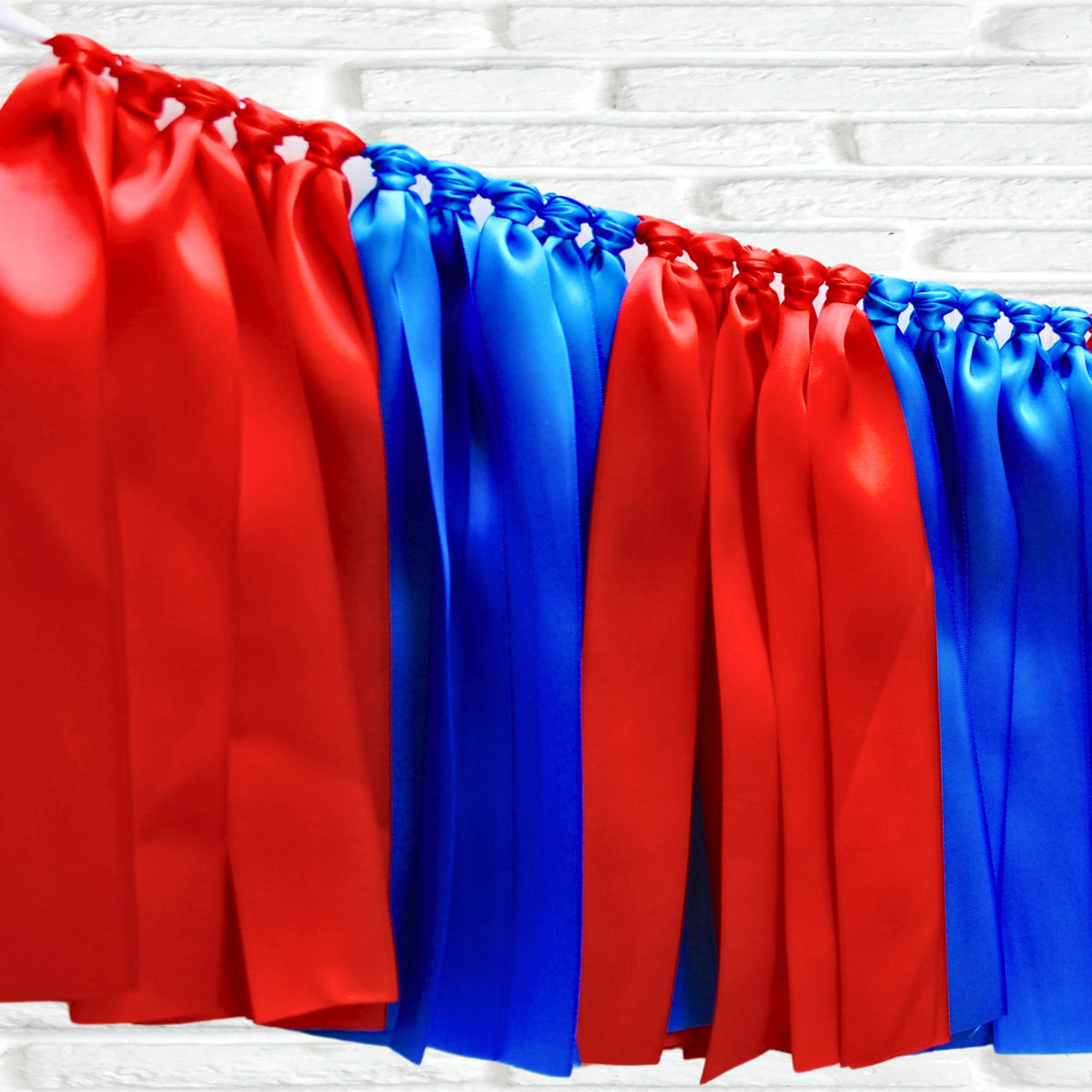 Red Royal Blue Ribbon Bunting - The Party Teacher - left side view