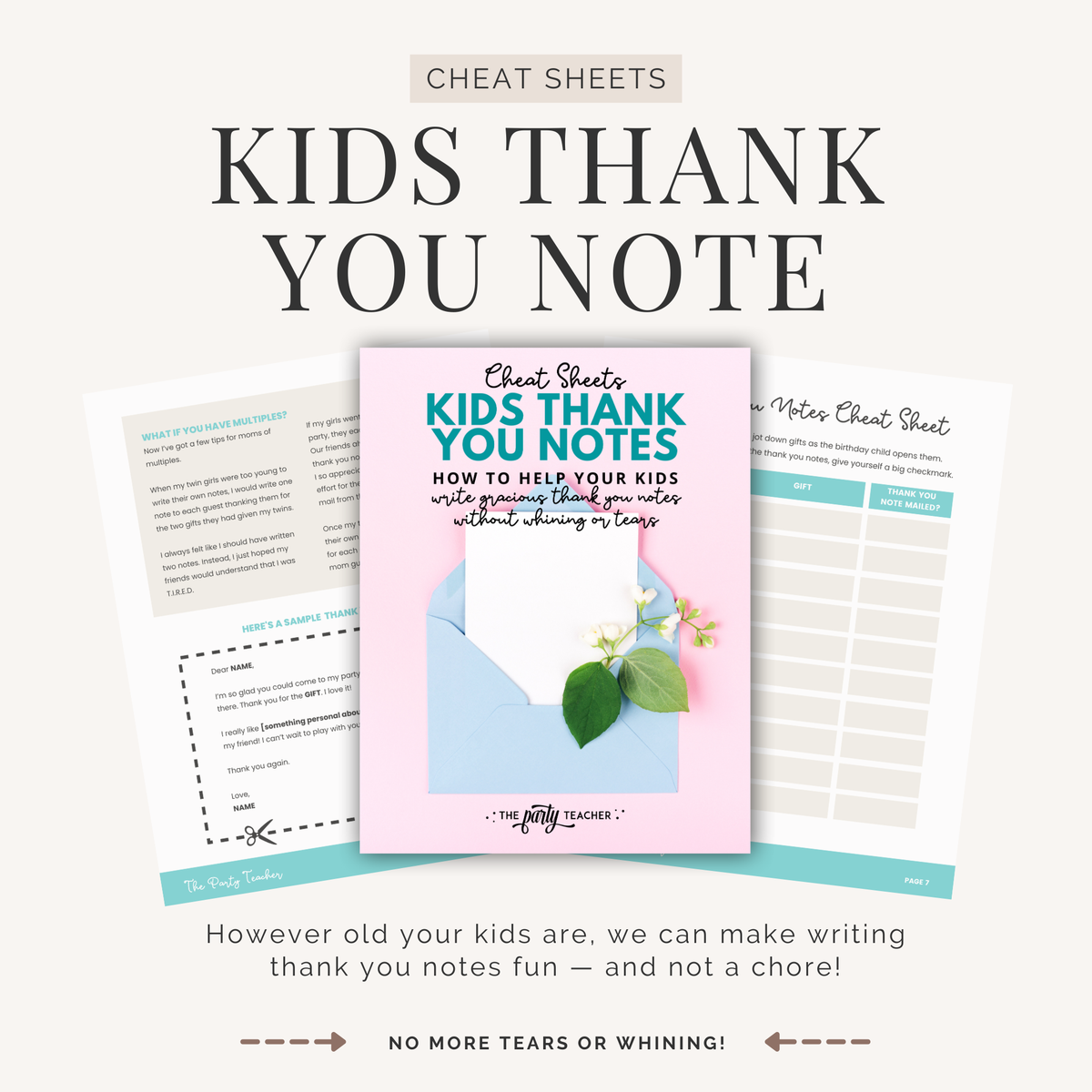 Thank You Note Cheat Sheets INSTANT DOWNLOAD