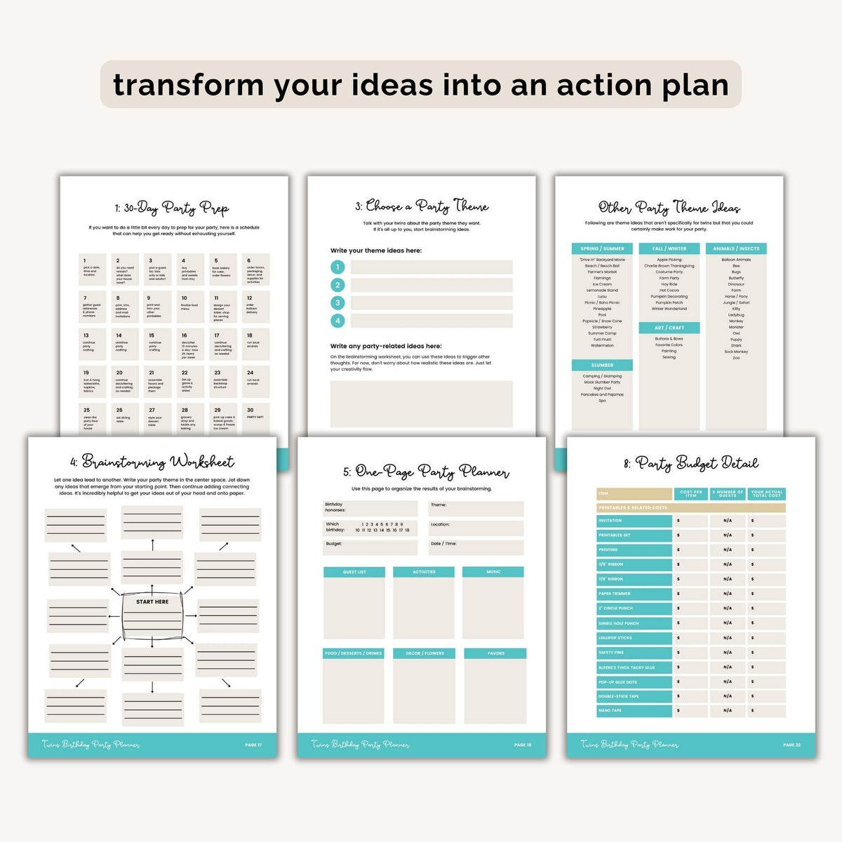 Twins Birthday Party Planner - action plan - The Party Teacher