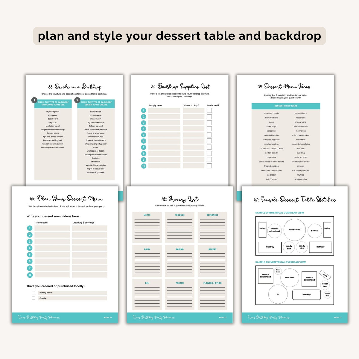 Twins Birthday Party Planner - style your dessert table - The Party Teacher