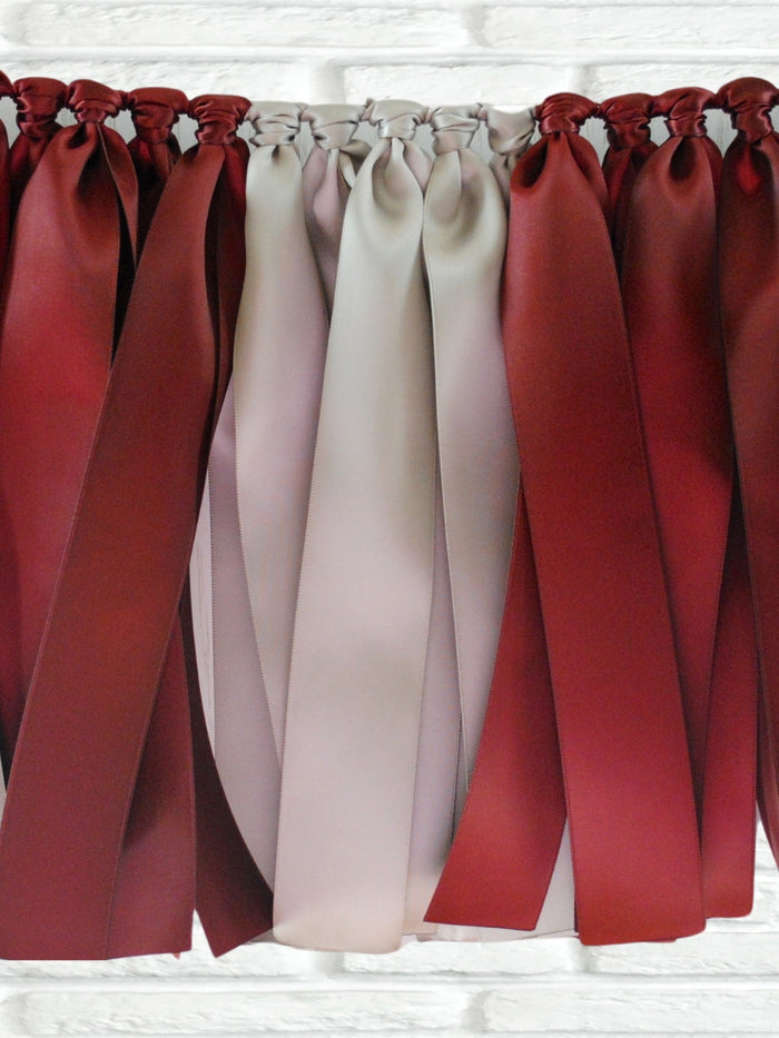 Burgundy silver ribbon bunting - The Party Teacher