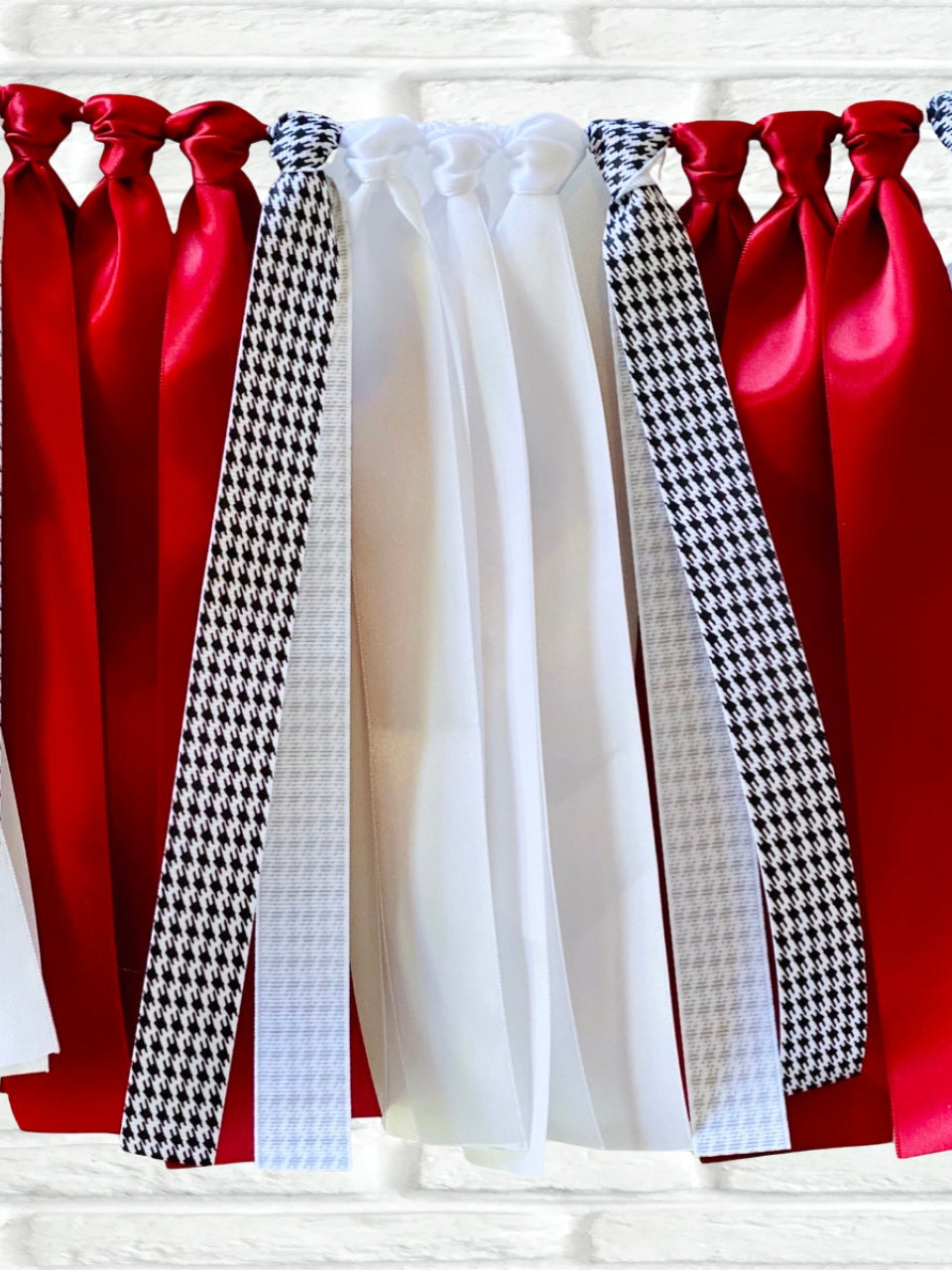 Crimson Houndstooth Ribbon Bunting - The Party Teacher - hero image