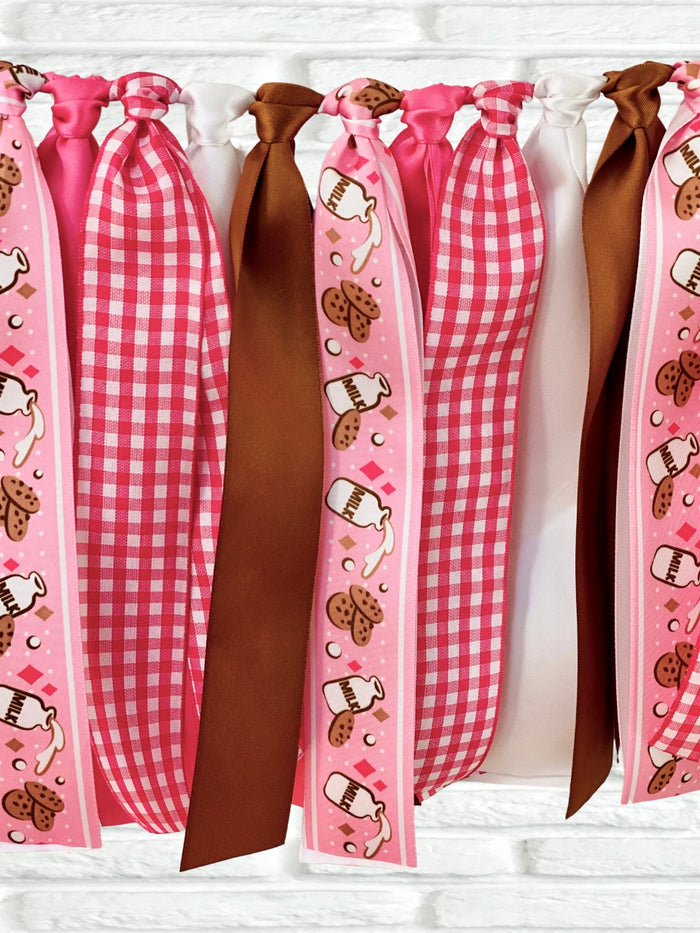 Milk & Cookies (Pink) Ribbon Bunting - FREE Shipping